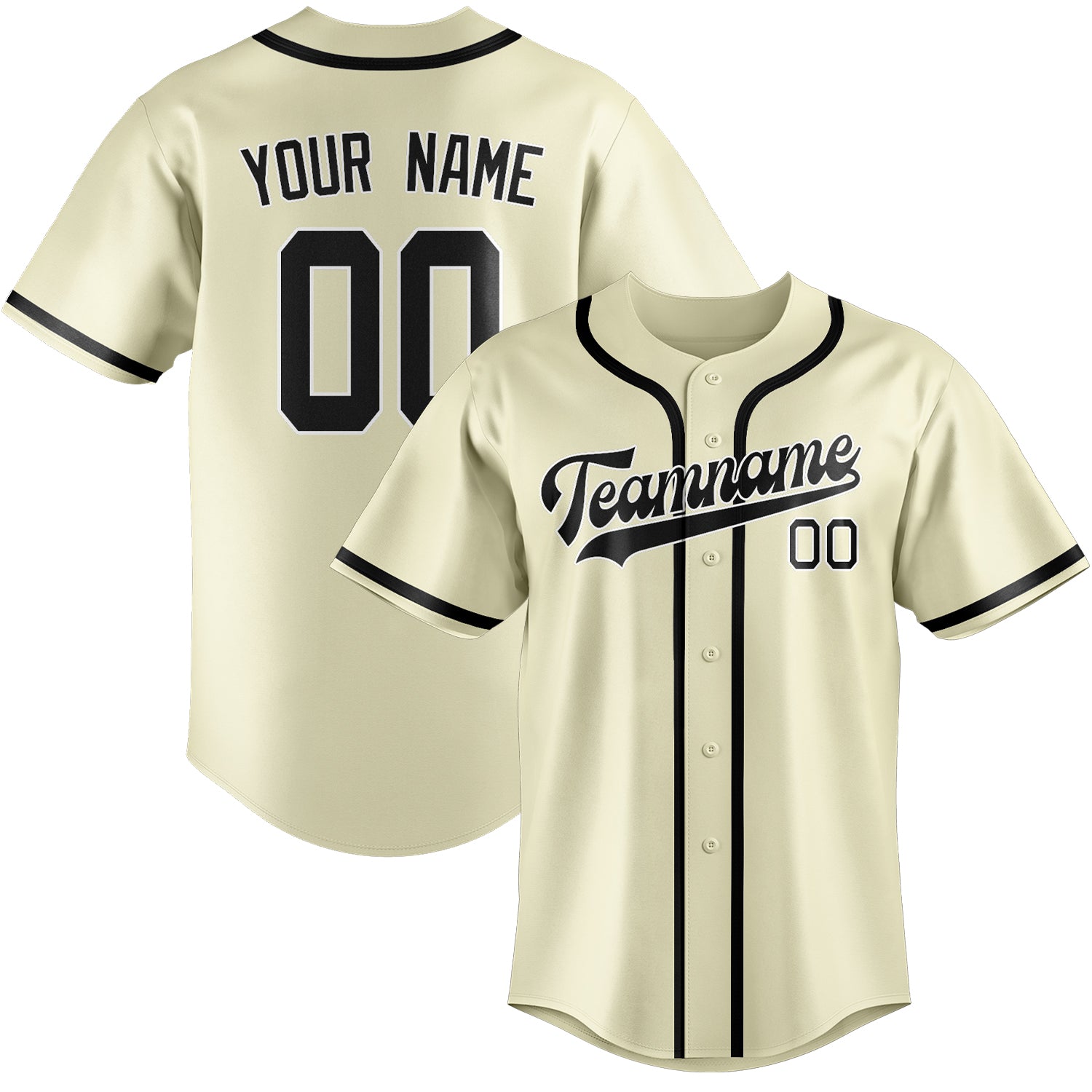 Benutzerdefiniertes Professionelles Beige Schwarz Baseballtrikot