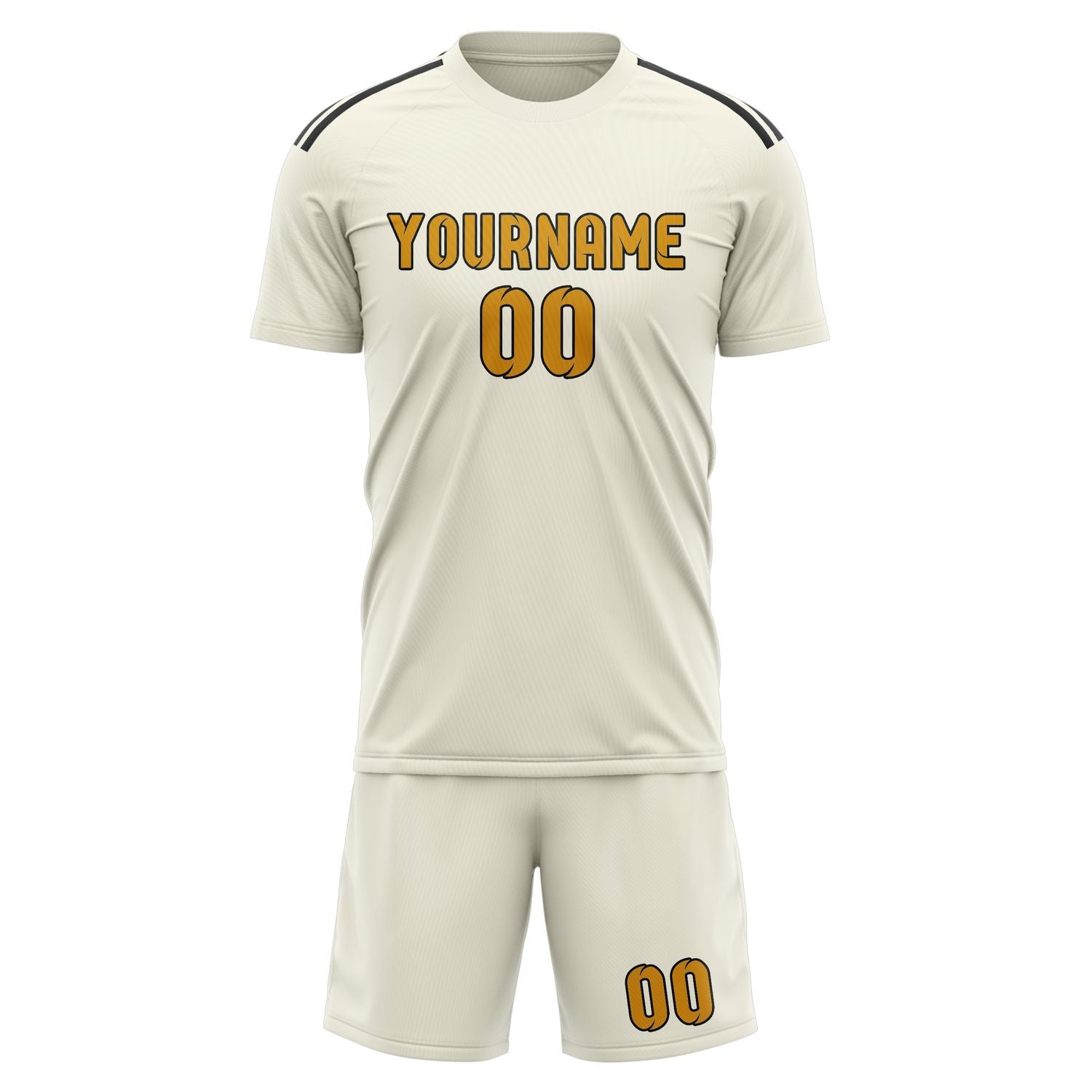Maßgeschneidertes Professionelles Beige Gelb Fußballtrikot-Set