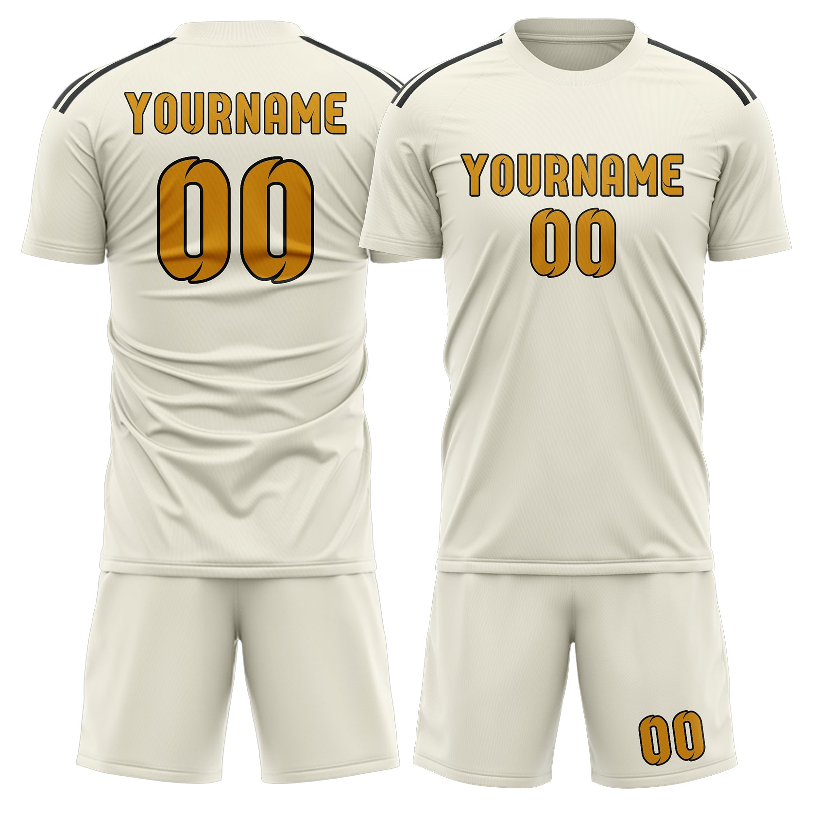 Maßgeschneidertes Professionelles Beige Gelb Fußballtrikot-Set