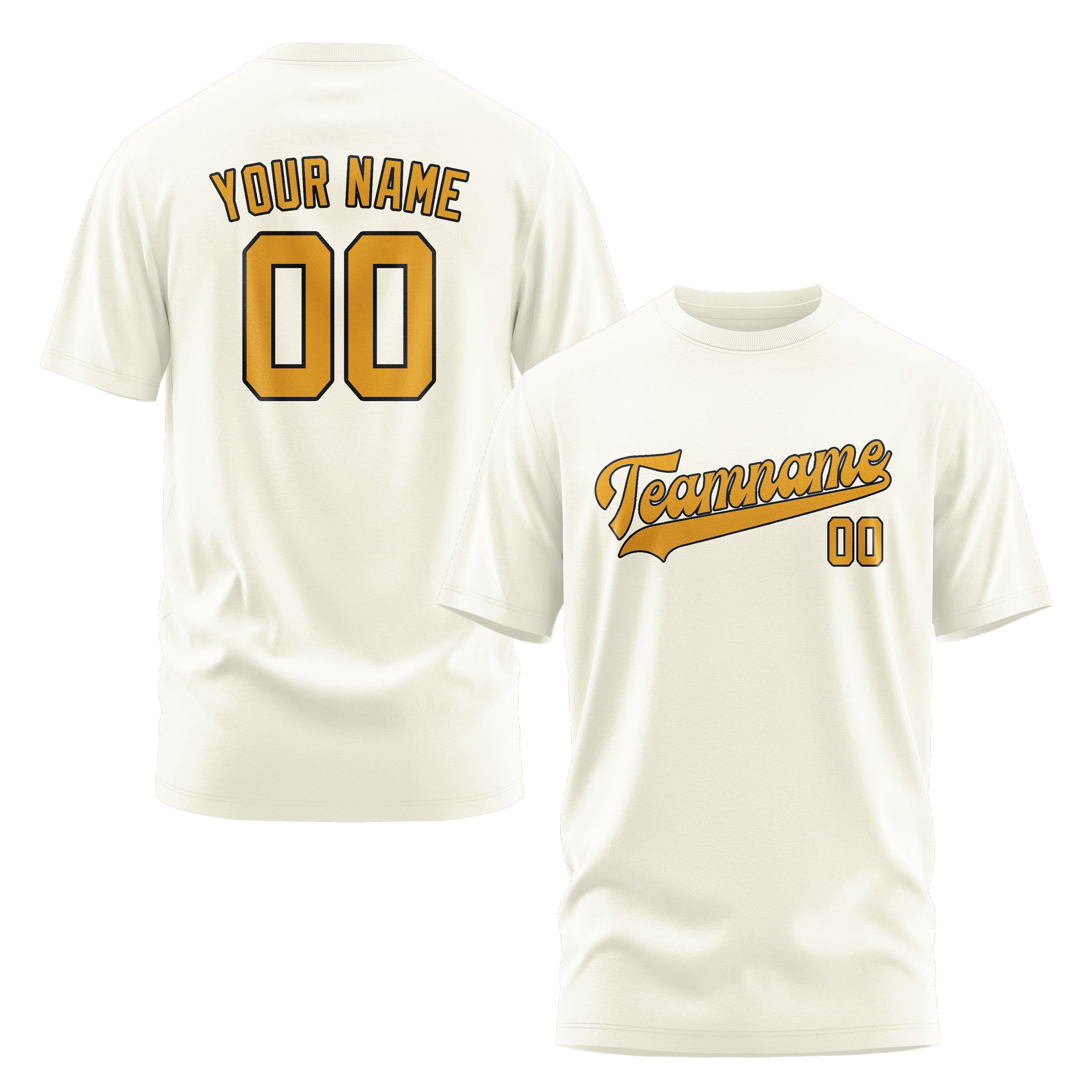 Maßgeschneidertes Beige Gelb T-Shirt