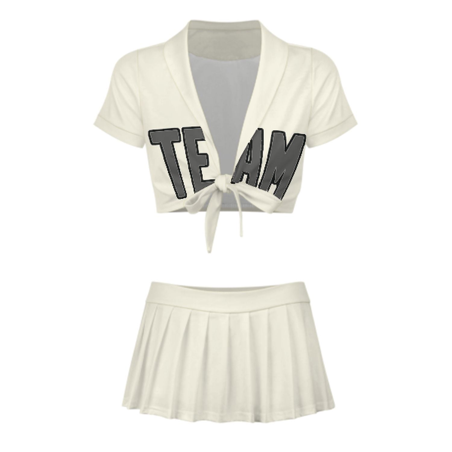 Maßgeschneidertes Beige Dunkelgrau Cheerleader Outfit Set