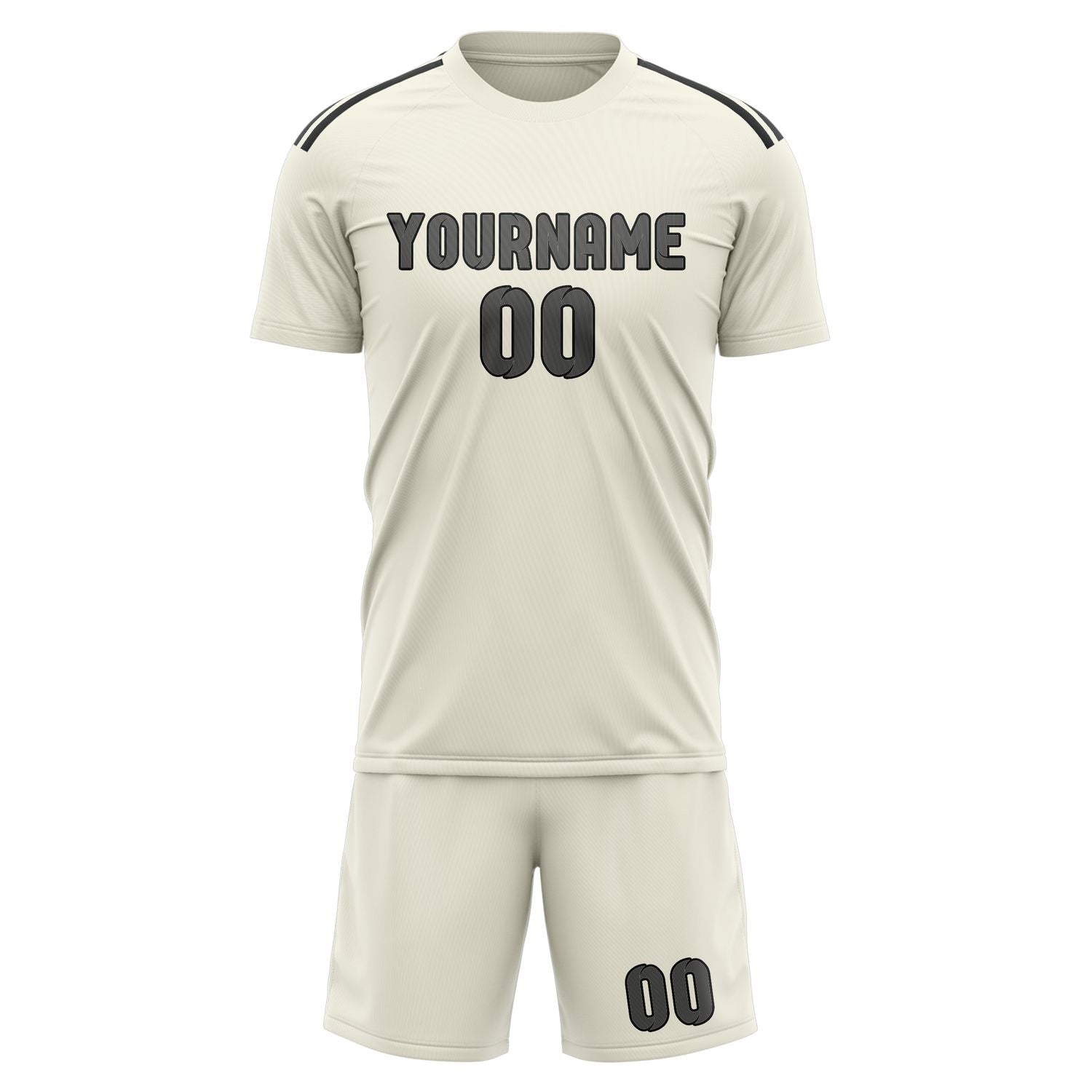 Maßgeschneidertes Professionelles Beige Dunkelgrau Fußballtrikot-Set