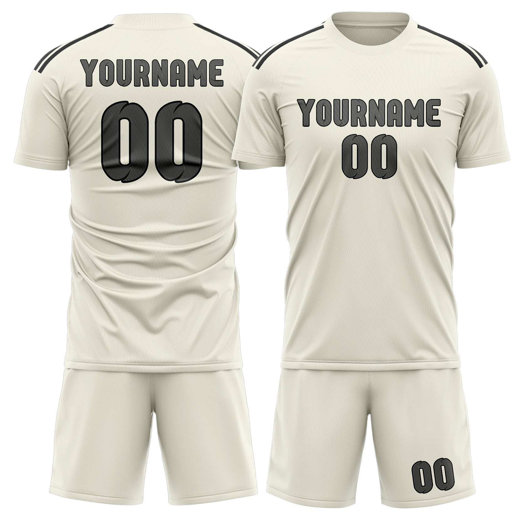 Maßgeschneidertes Professionelles Beige Dunkelgrau Fußballtrikot-Set