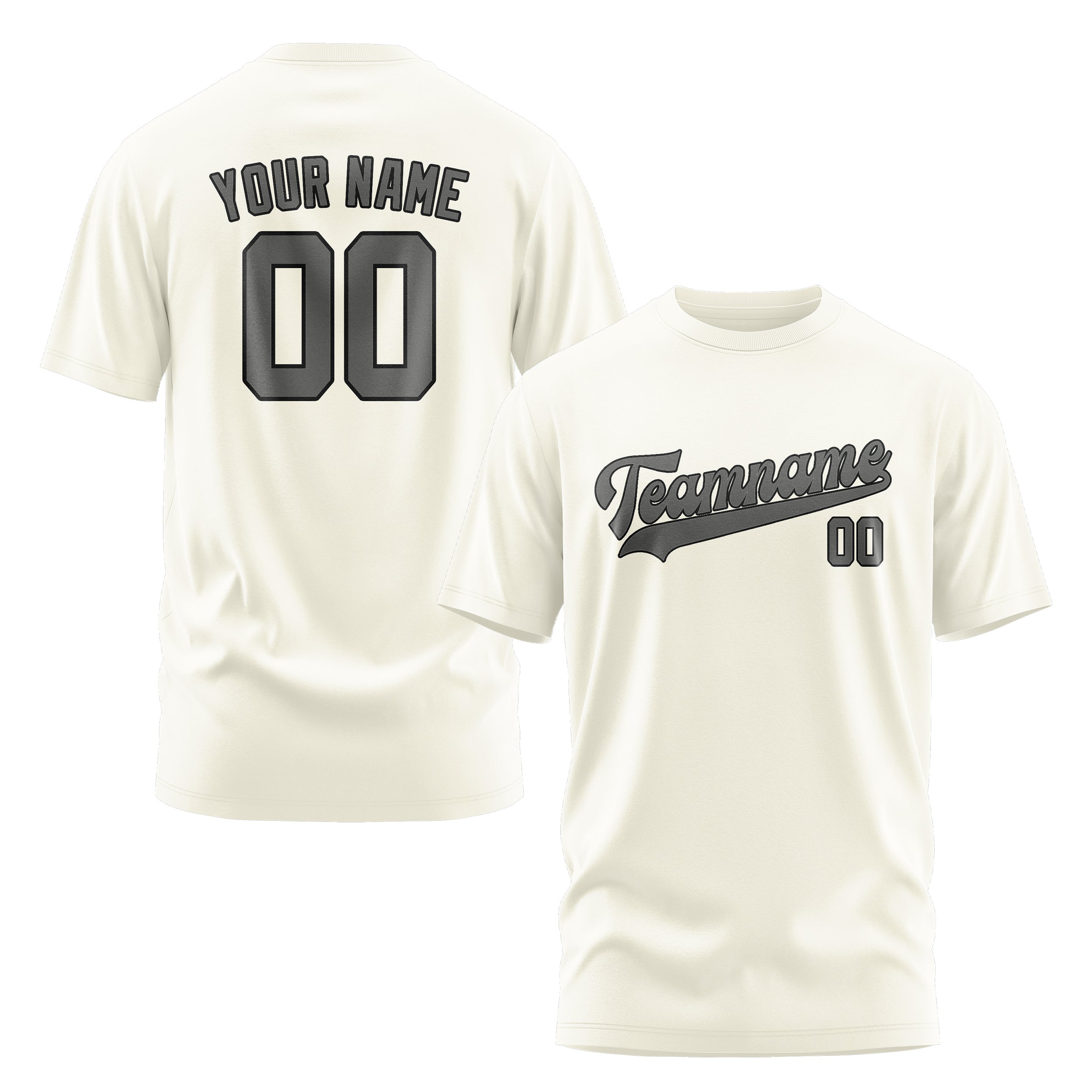 Maßgeschneidertes Beige Dunkelgrau T-Shirt