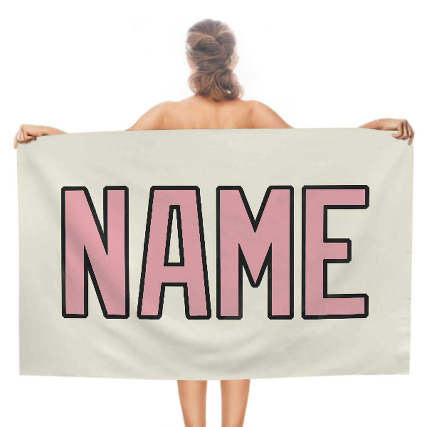 Maßgeschneidertes Beige Rosa Strandtuch