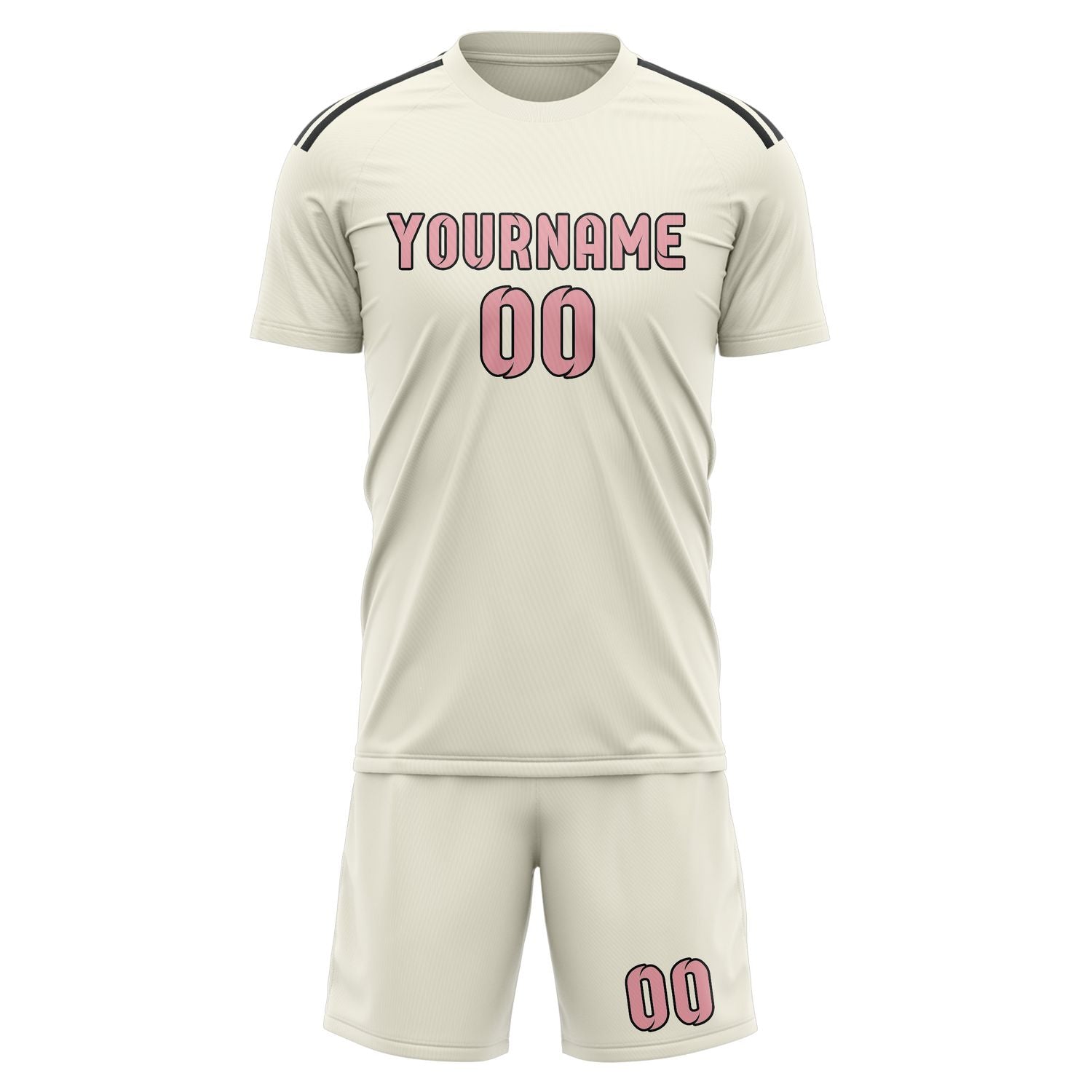 Maßgeschneidertes Professionelles Beige Rosa Fußballtrikot-Set