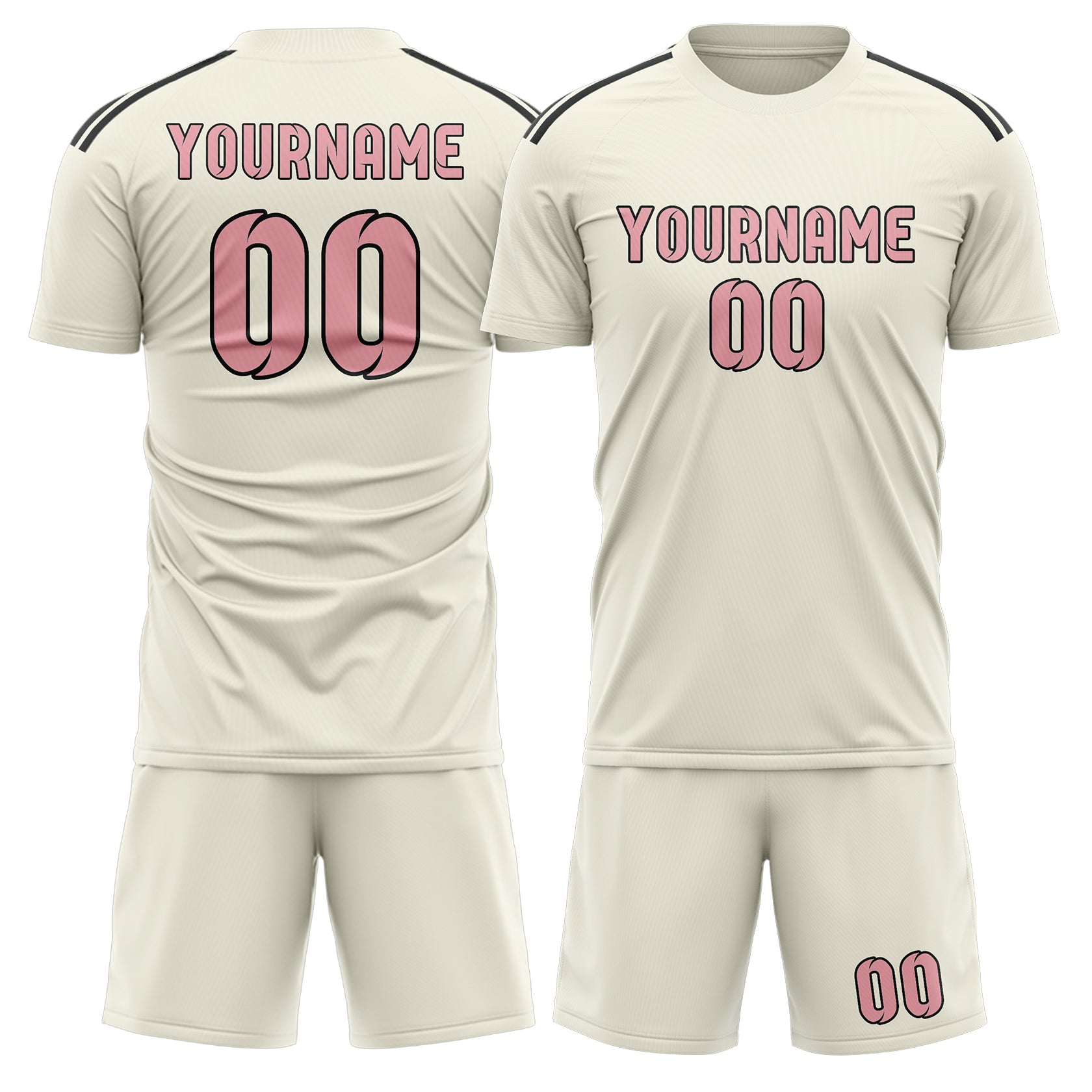 Maßgeschneidertes Professionelles Beige Rosa Fußballtrikot-Set