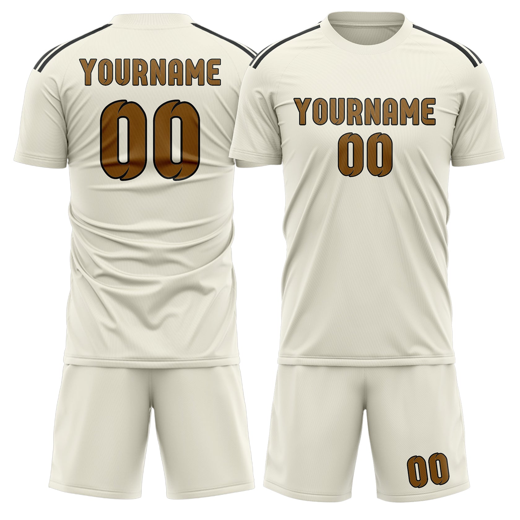 Maßgeschneidertes Professionelles Beige Khaki Fußballtrikot-Set