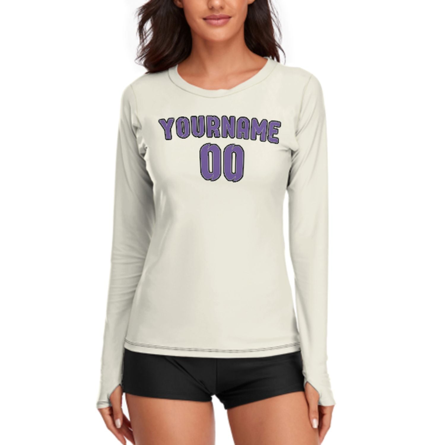 Maßgeschneidertes Beige Lavendel Damen Langarmshirt