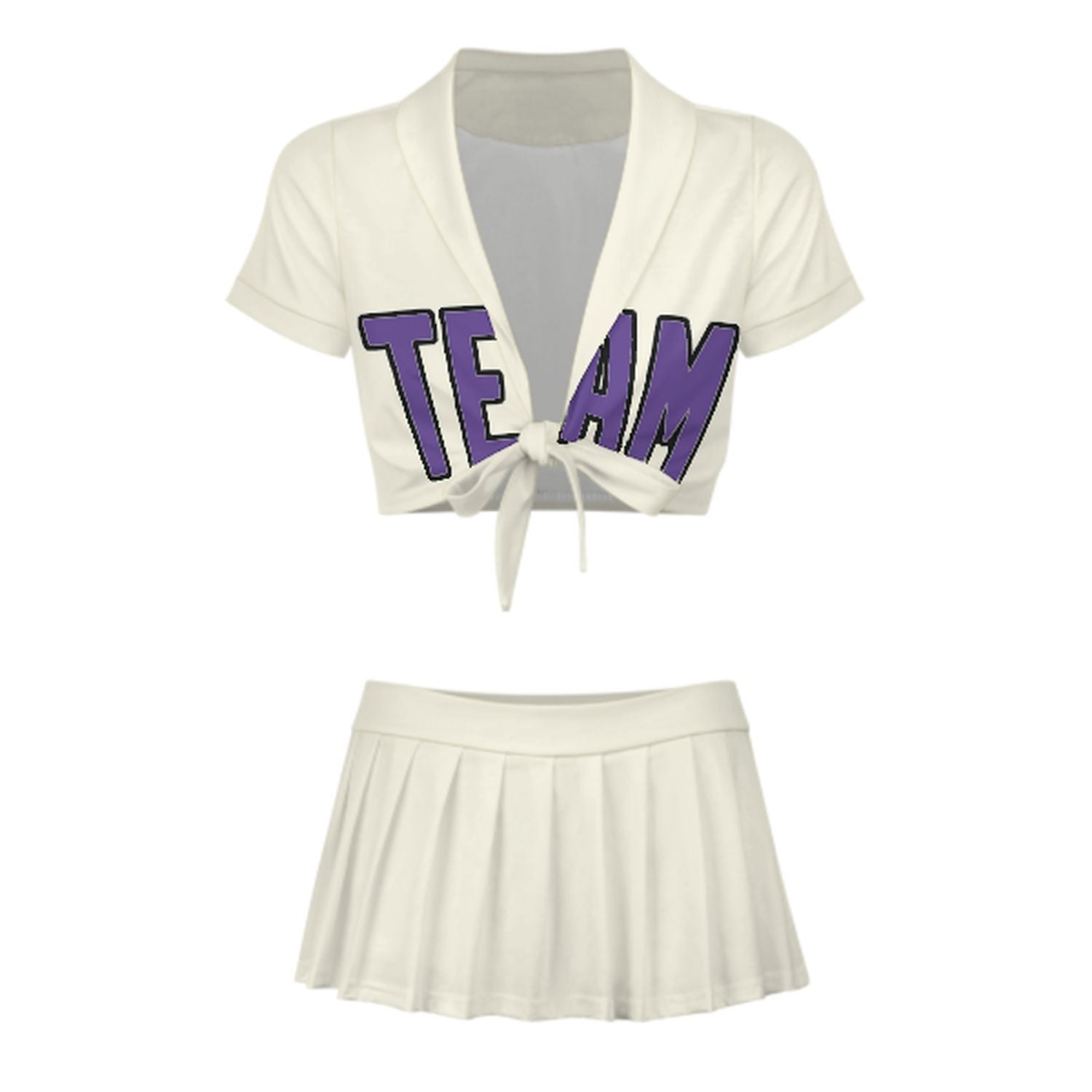 Maßgeschneidertes Beige Lavendel Cheerleader Outfit Set