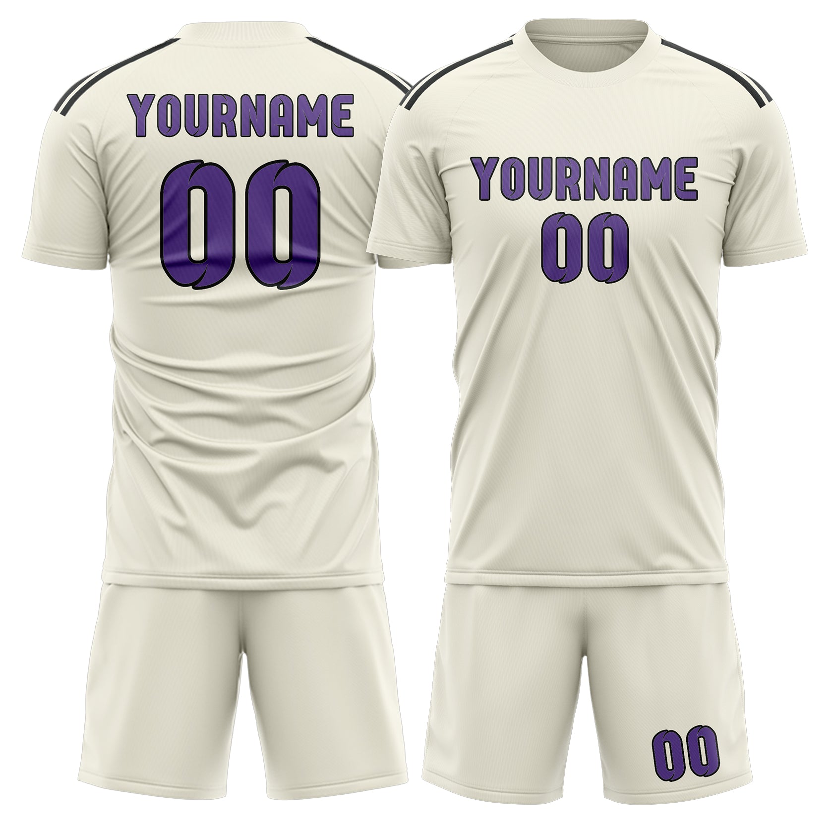 Maßgeschneidertes Professionelles Beige Lavendel Fußballtrikot-Set