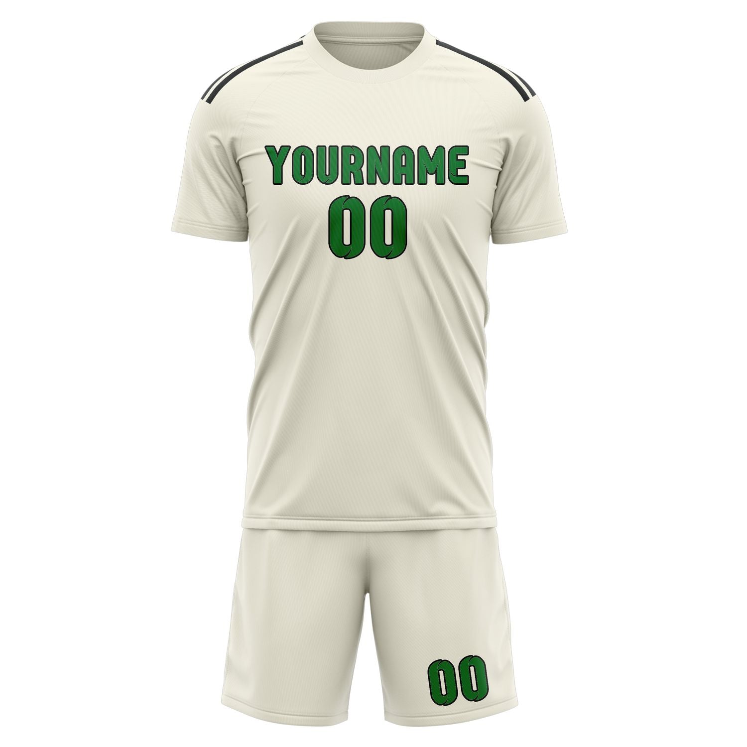 Maßgeschneidertes Professionelles Beige Smaragdgrün Fußballtrikot-Set