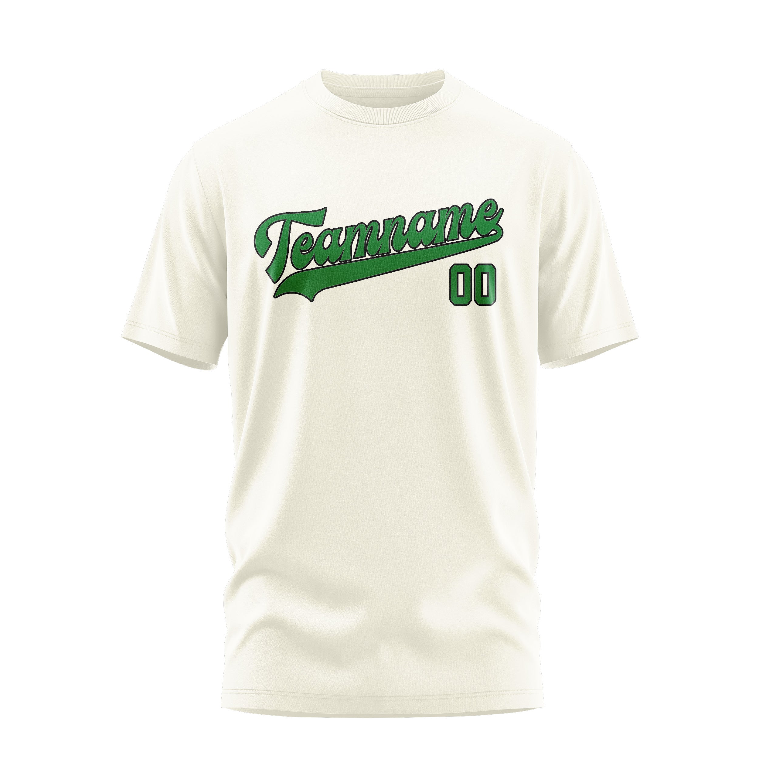 Maßgeschneidertes Beige Smaragdgrün T-Shirt