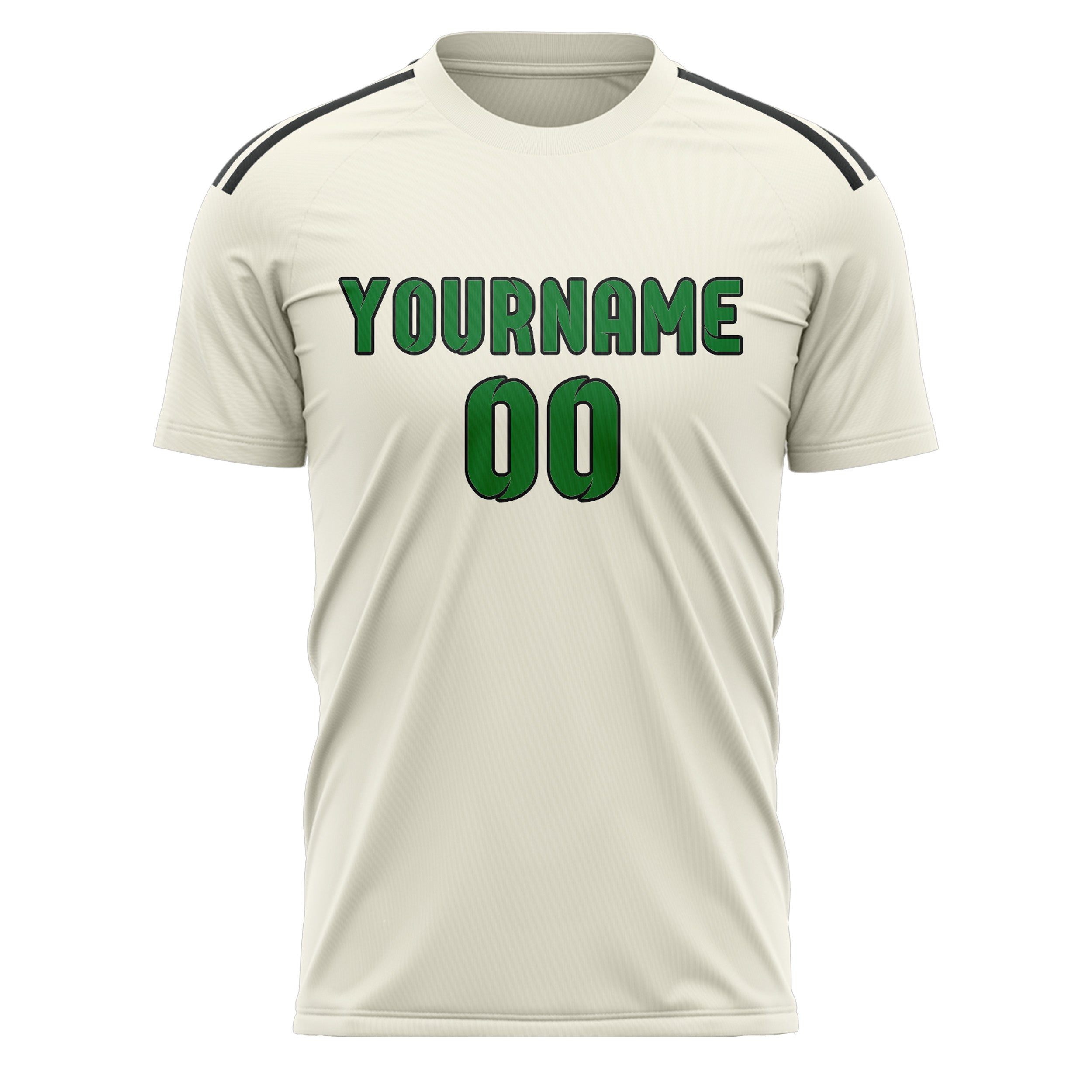Benutzerdefiniertes Professionelles Beige Smaragdgrün Fußballtrikot