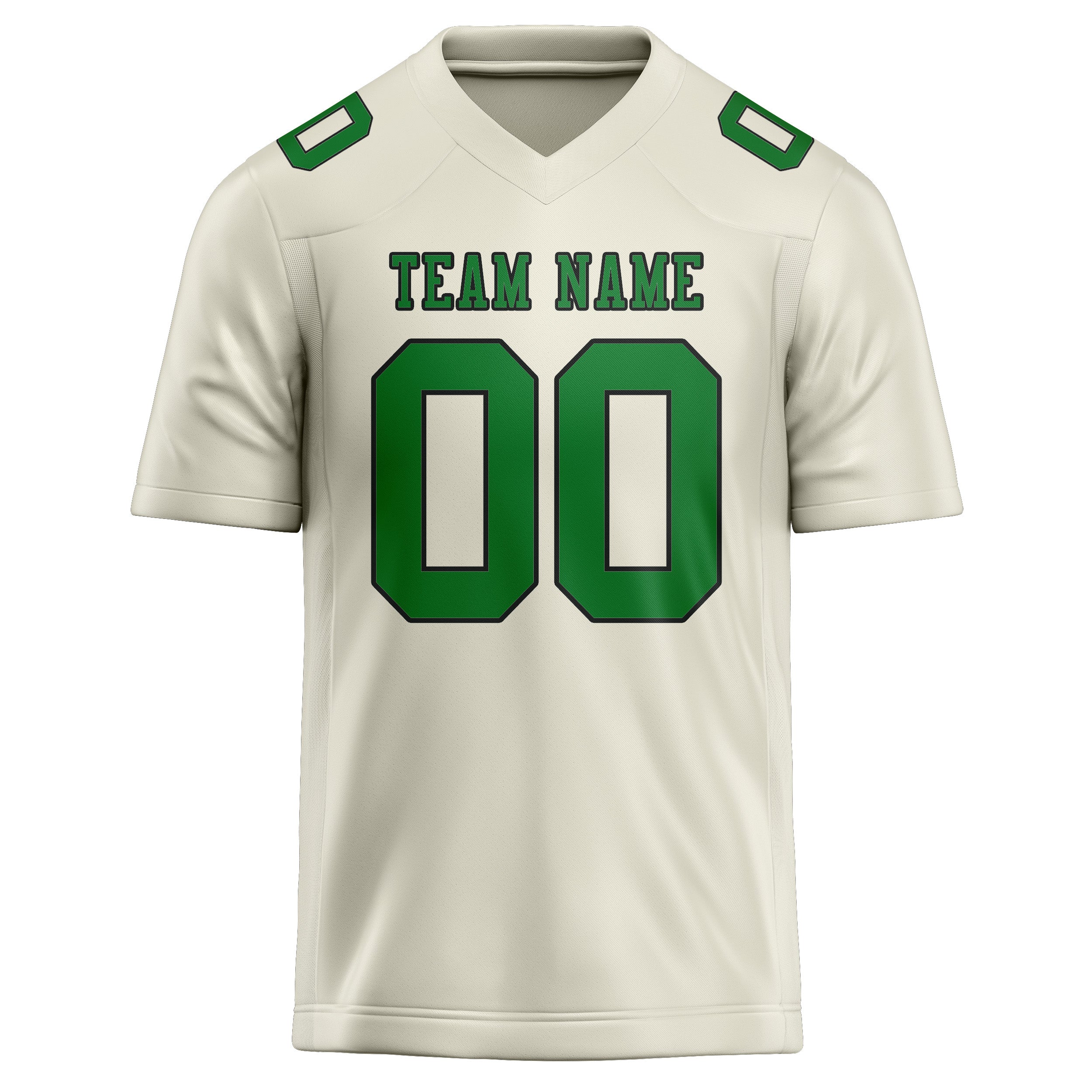 Maillot de rugby professionnel beige vert émeraude sur mesure