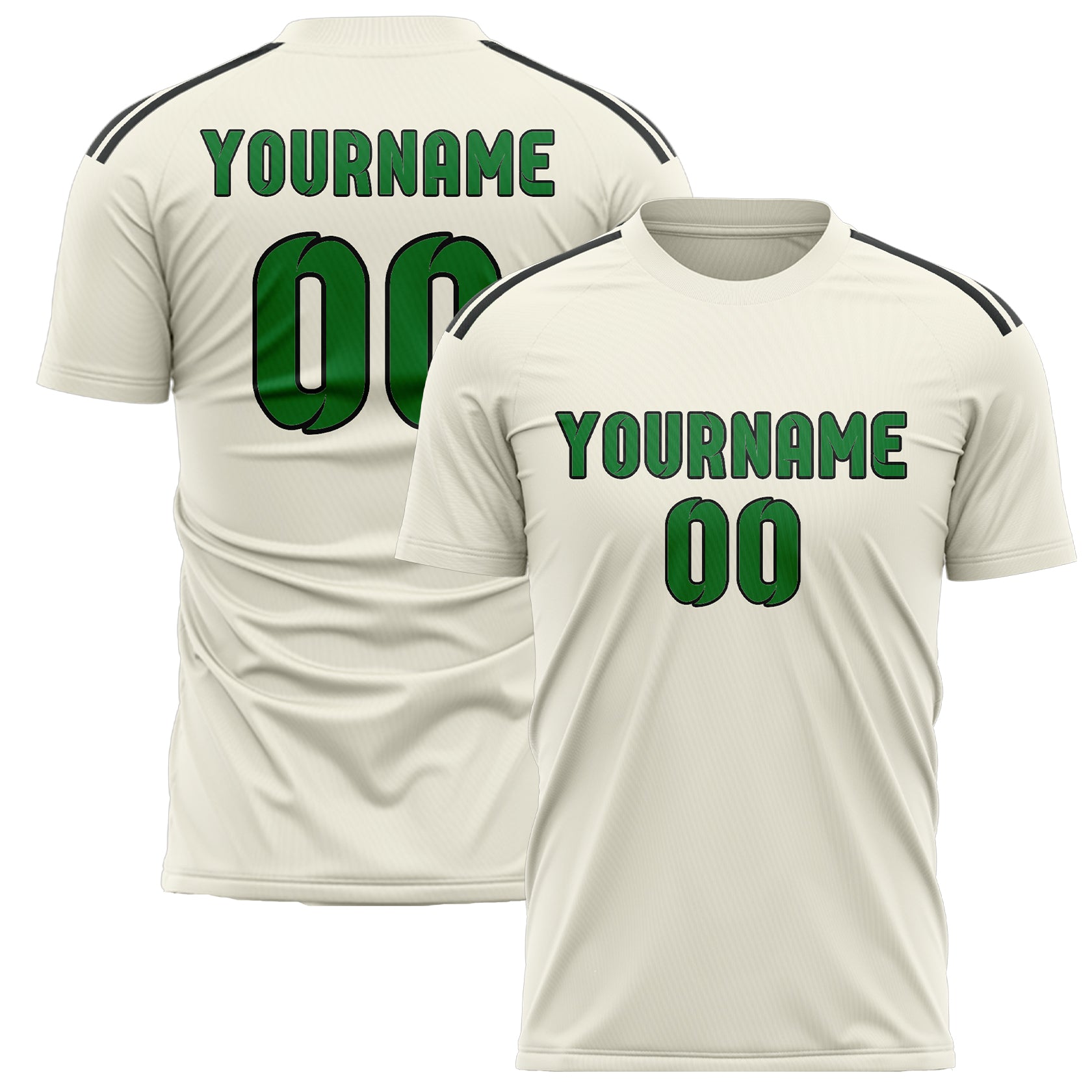 Benutzerdefiniertes Professionelles Beige Smaragdgrün Fußballtrikot