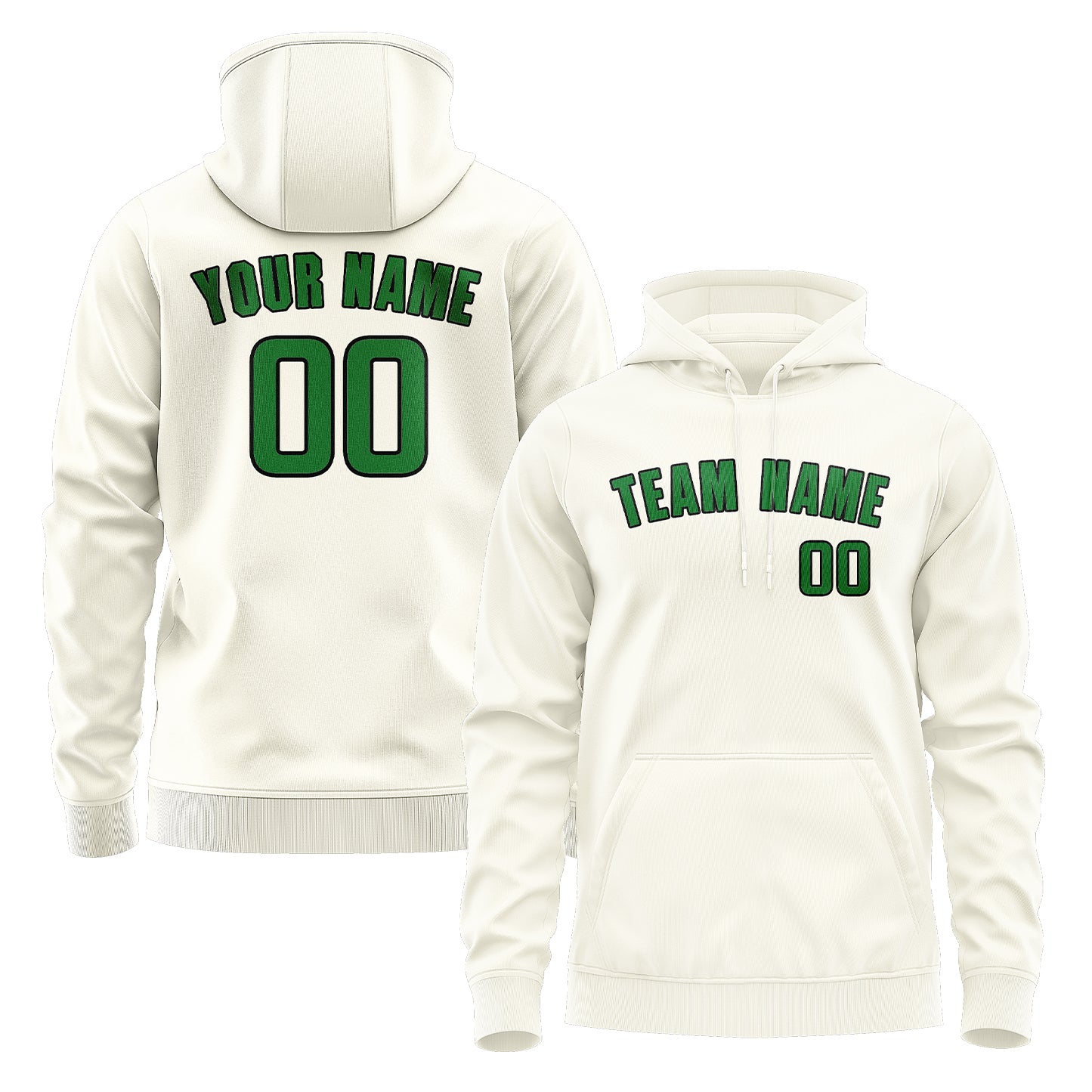 Maßgeschneidertes Beige Smaragdgrün Hoodie