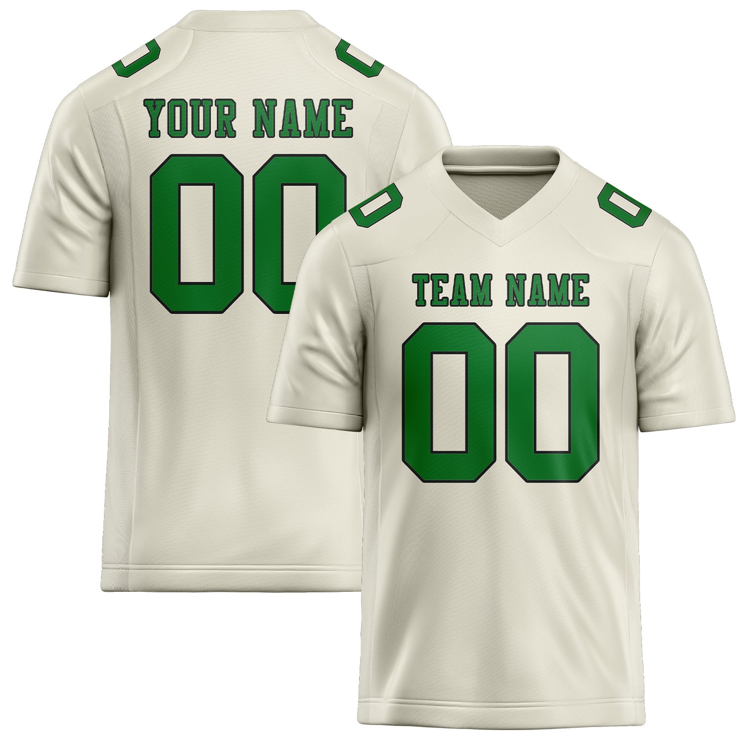 Maillot de rugby professionnel beige vert émeraude sur mesure