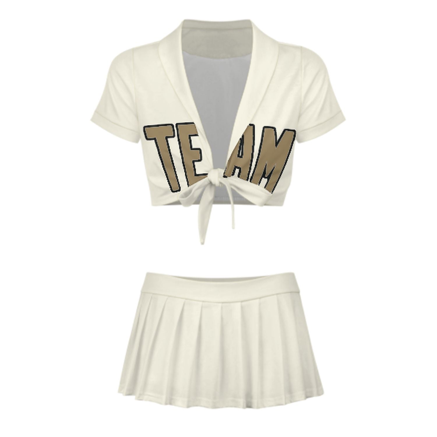 Maßgeschneidertes Beige Hellkhaki Cheerleader Outfit Set