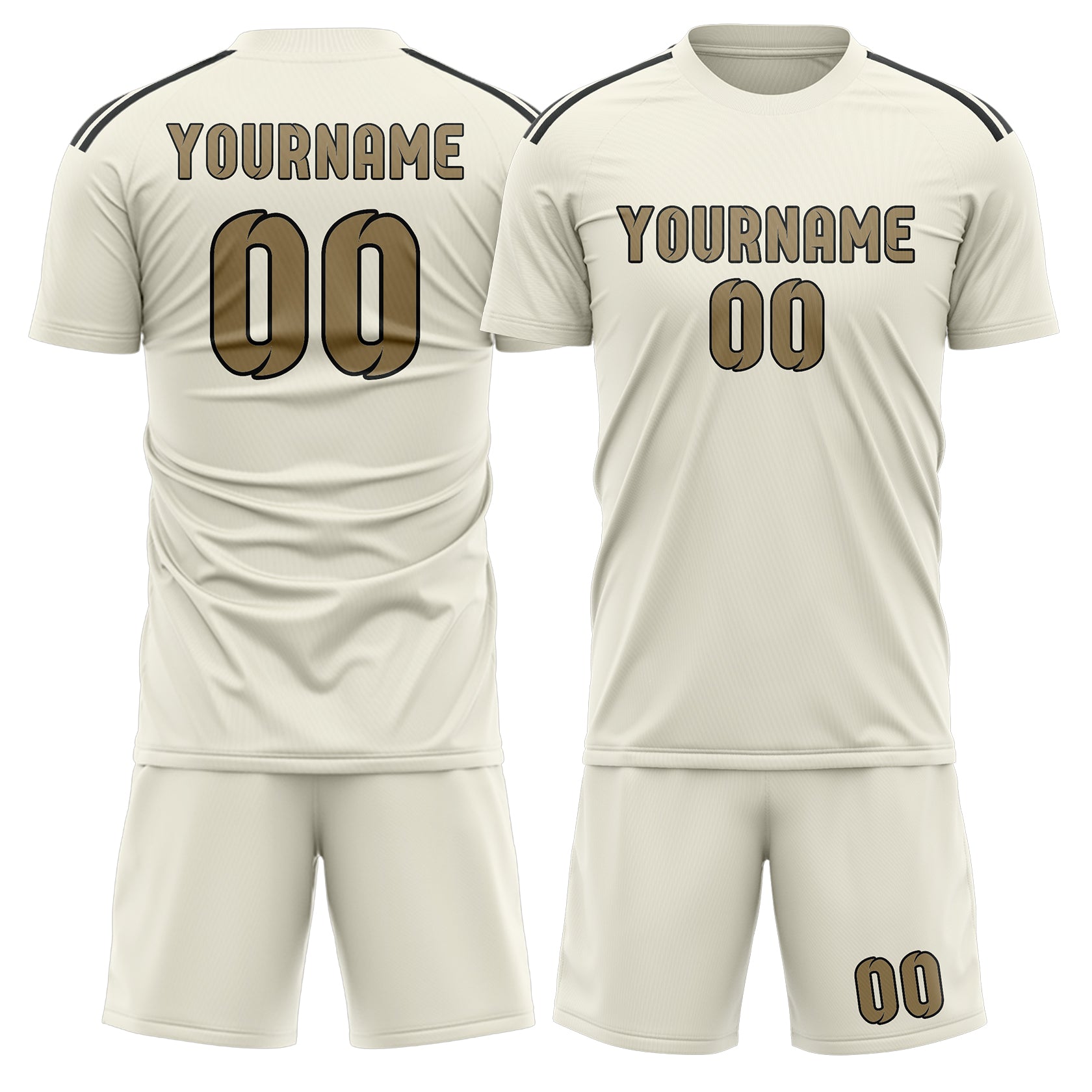 Maßgeschneidertes Professionelles Beige Hellkhaki Fußballtrikot-Set