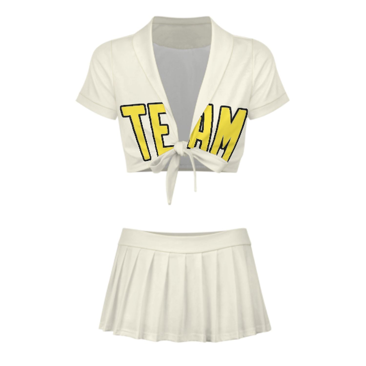 Maßgeschneidertes Beige Blassgelb Cheerleader Outfit Set