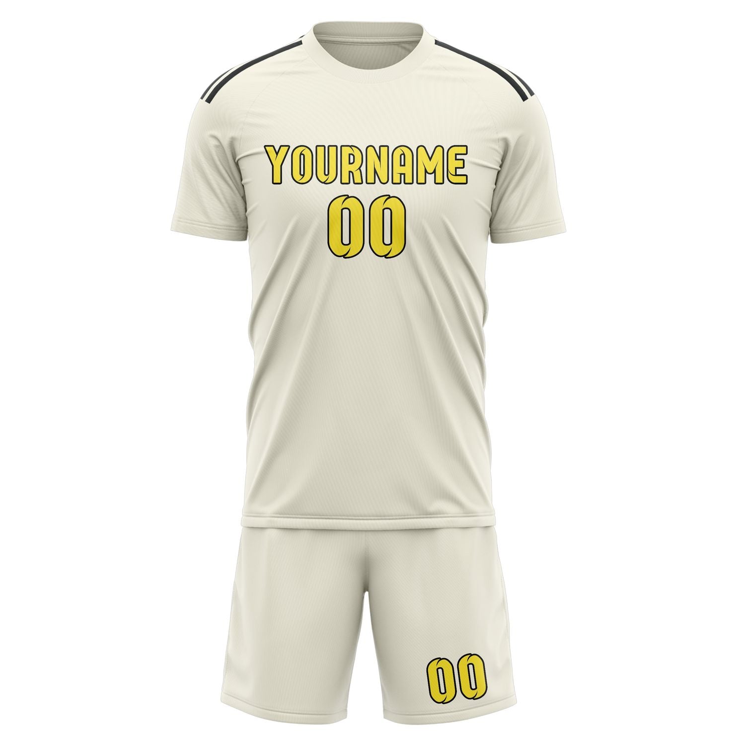 Maßgeschneidertes Professionelles Beige Blassgelb Fußballtrikot-Set