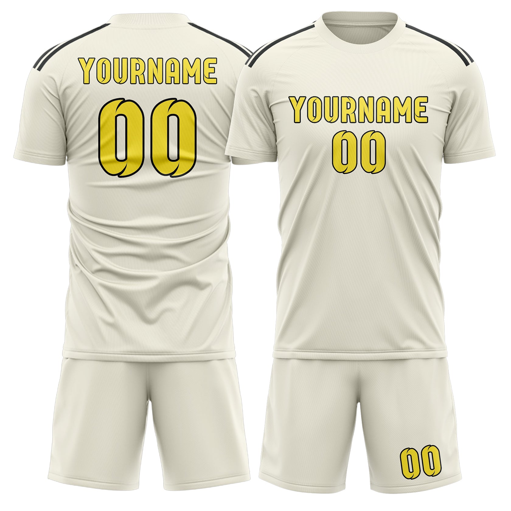 Maßgeschneidertes Professionelles Beige Blassgelb Fußballtrikot-Set