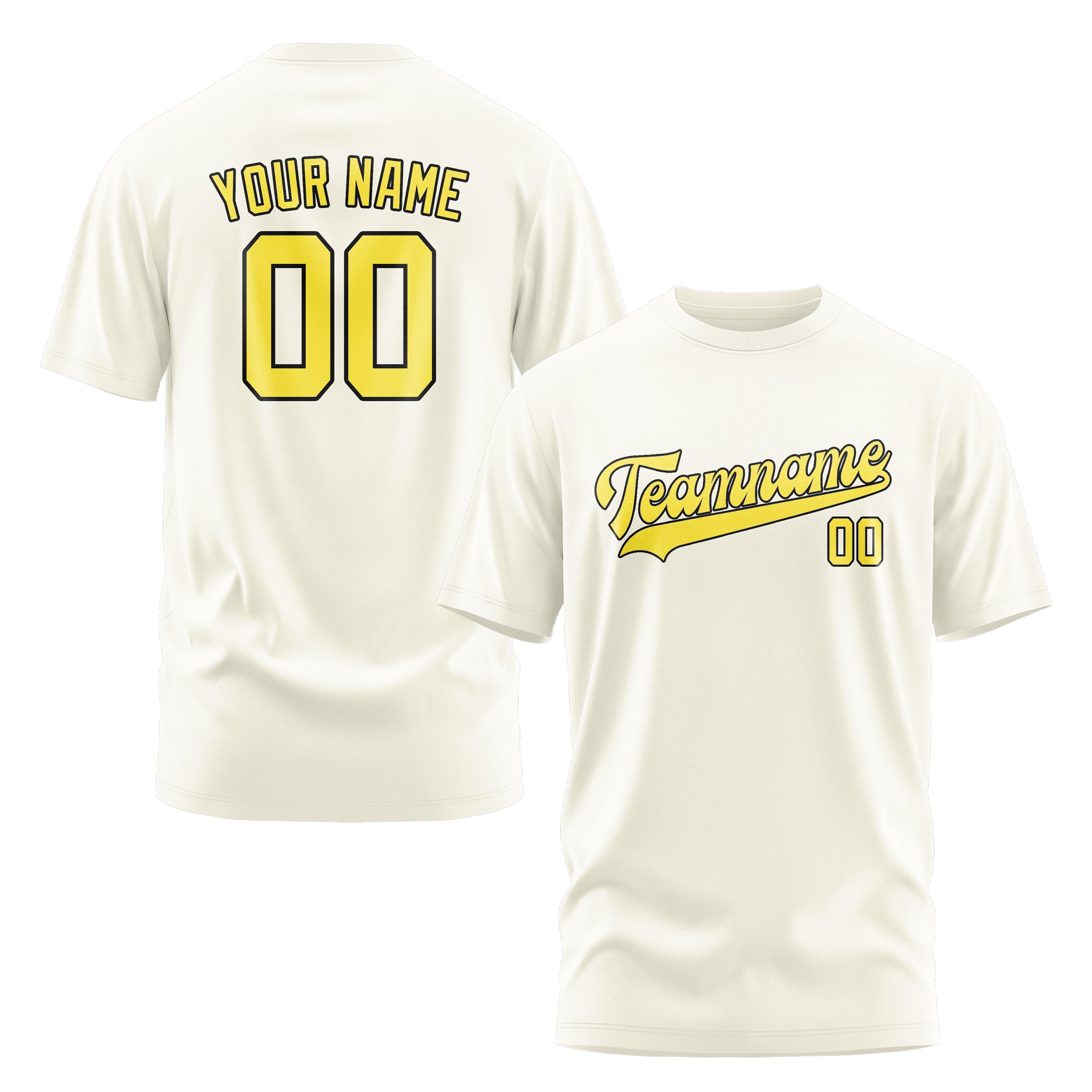 Maßgeschneidertes Beige Blassgelb T-Shirt