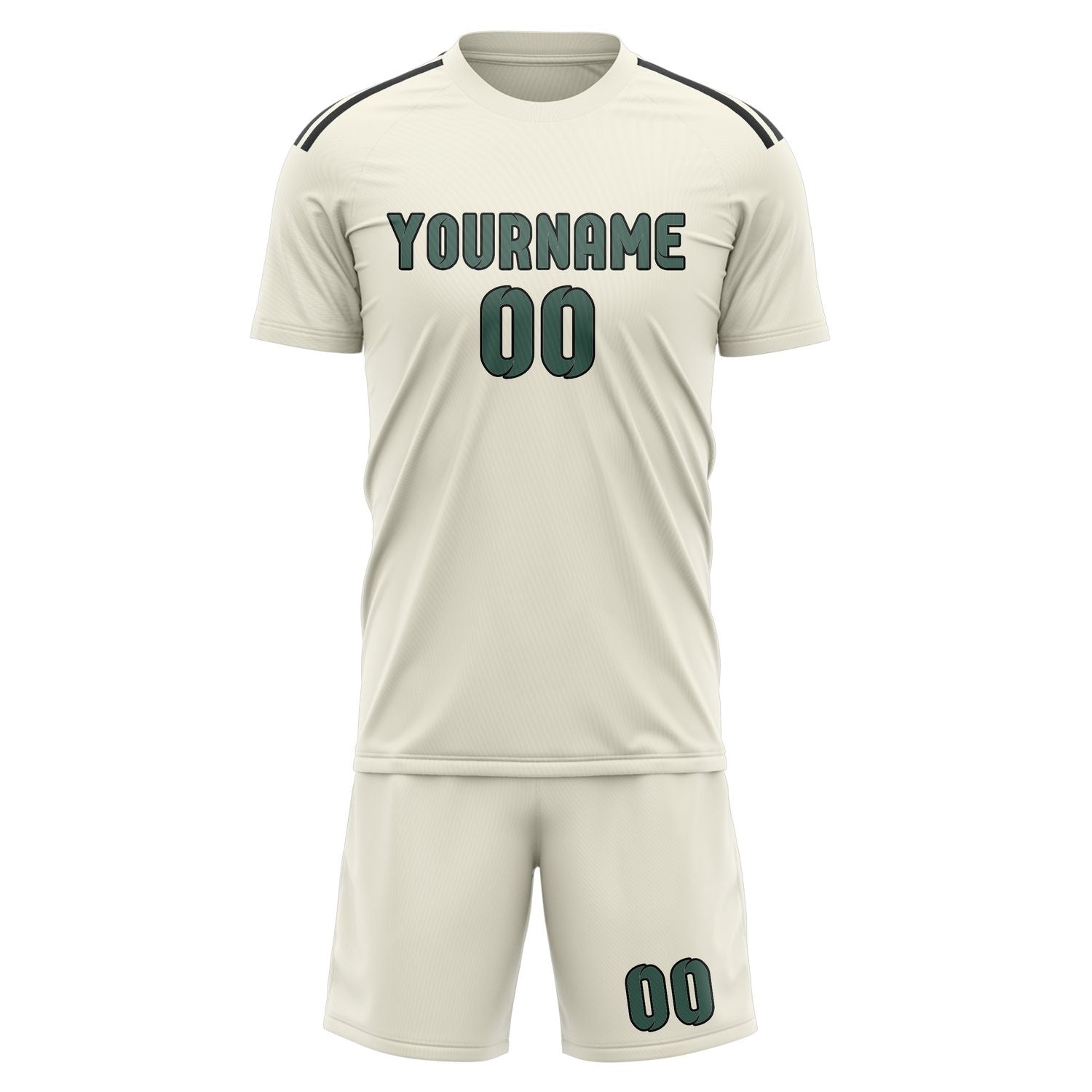 Maßgeschneidertes Professionelles Beige Blaugrün Fußballtrikot-Set