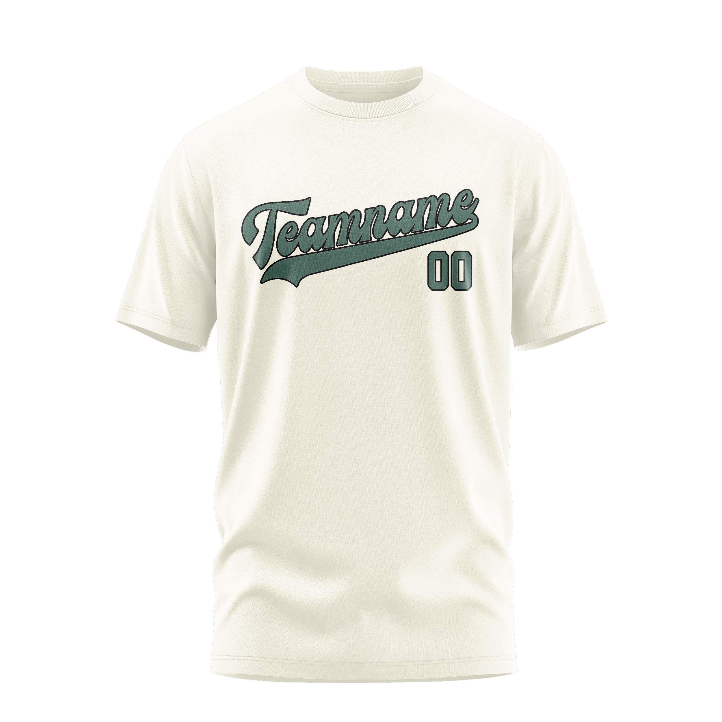 Maßgeschneidertes Beige Blaugrün T-Shirt