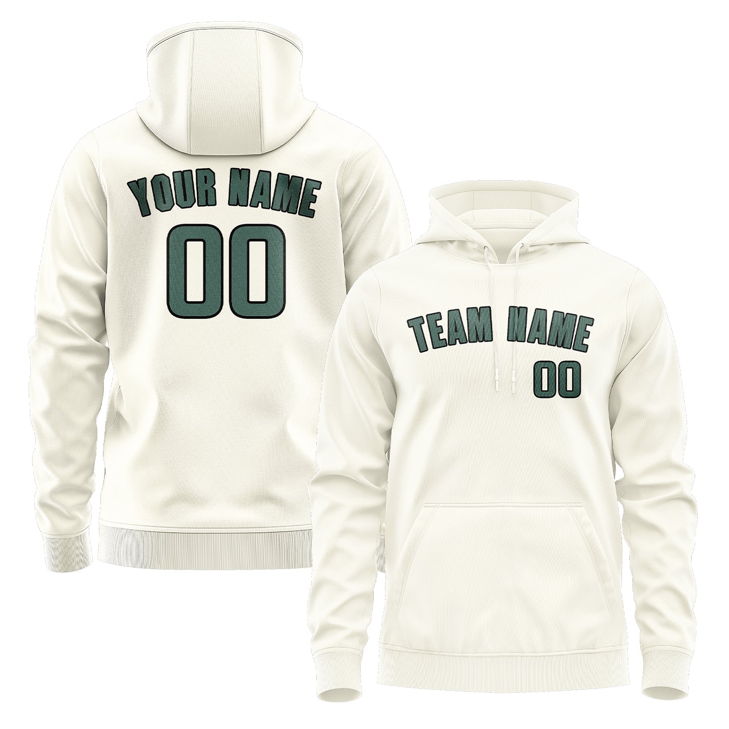 Maßgeschneidertes Beige Blaugrün Hoodie