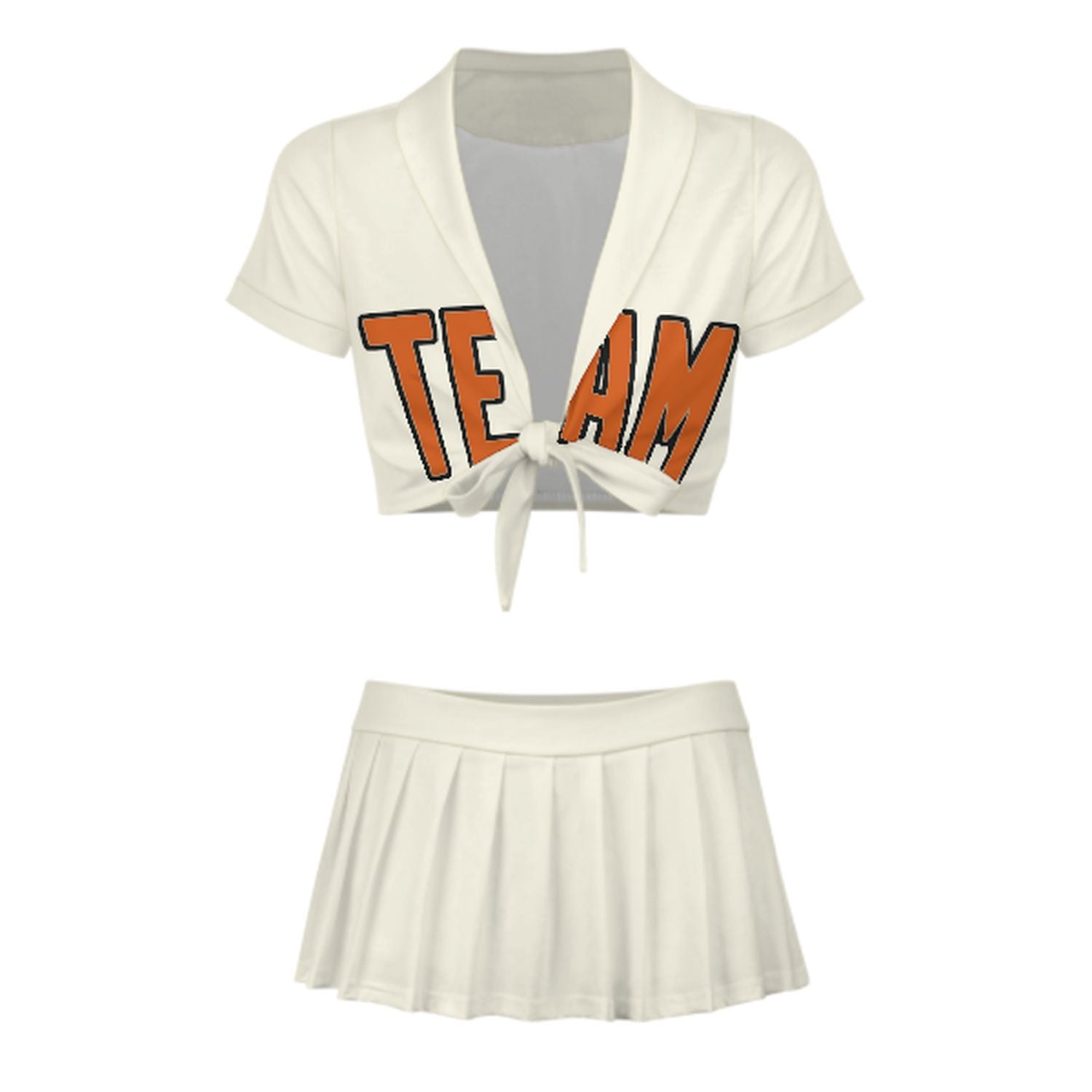 Maßgeschneidertes Beige Orange Cheerleader Outfit Set