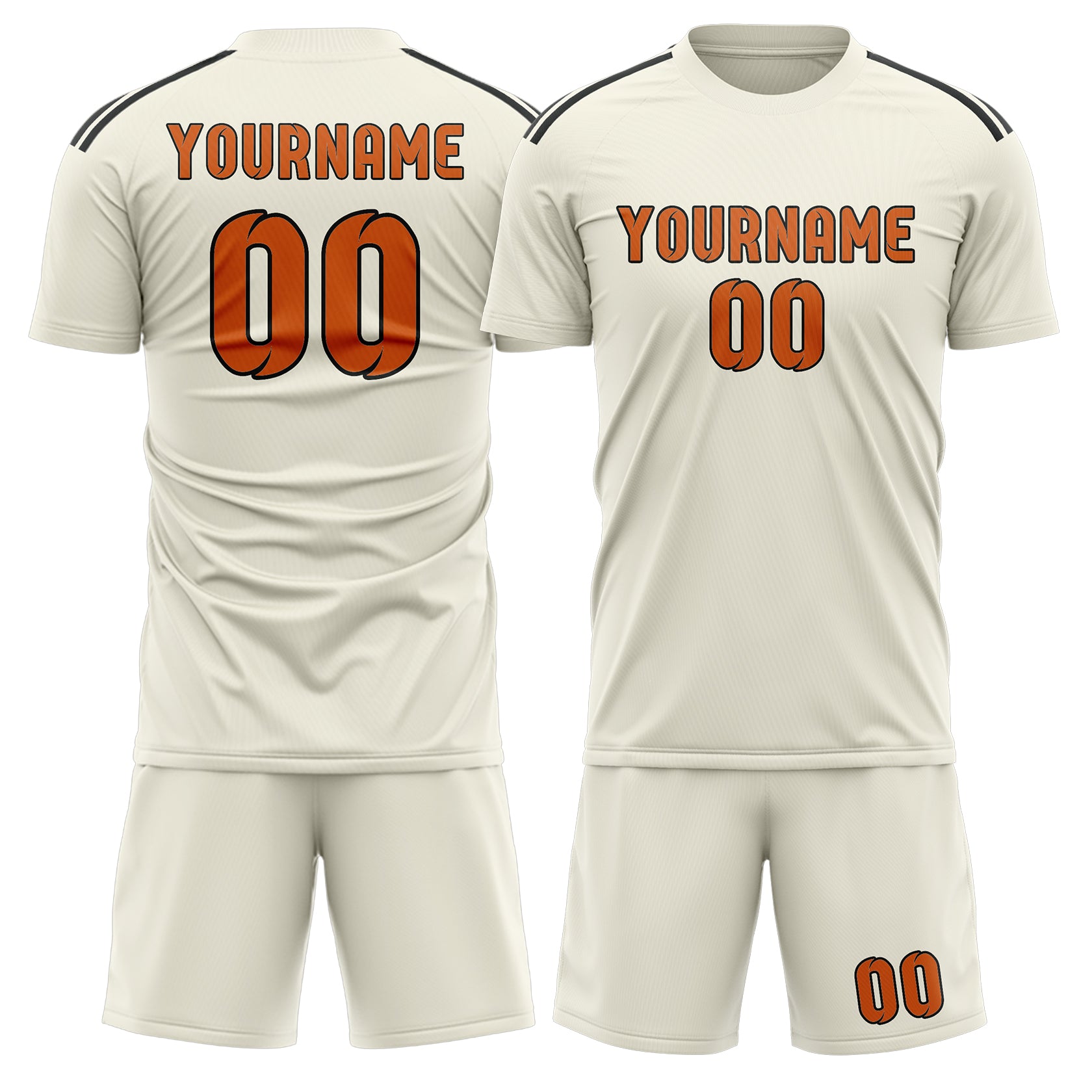 Maßgeschneidertes Professionelles Beige Orange Fußballtrikot-Set