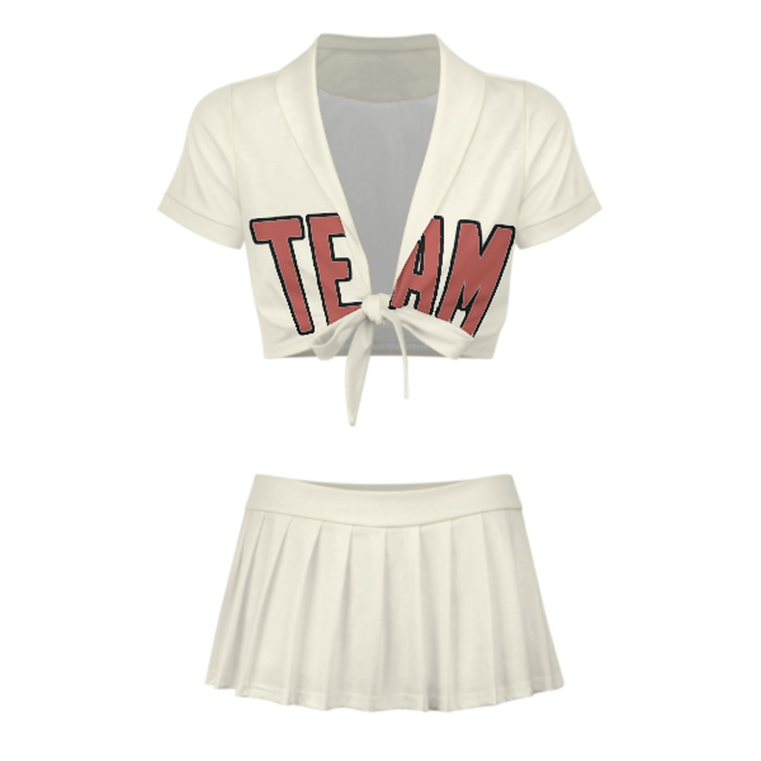 Maßgeschneidertes Beige Kupferrose Cheerleader Outfit Set