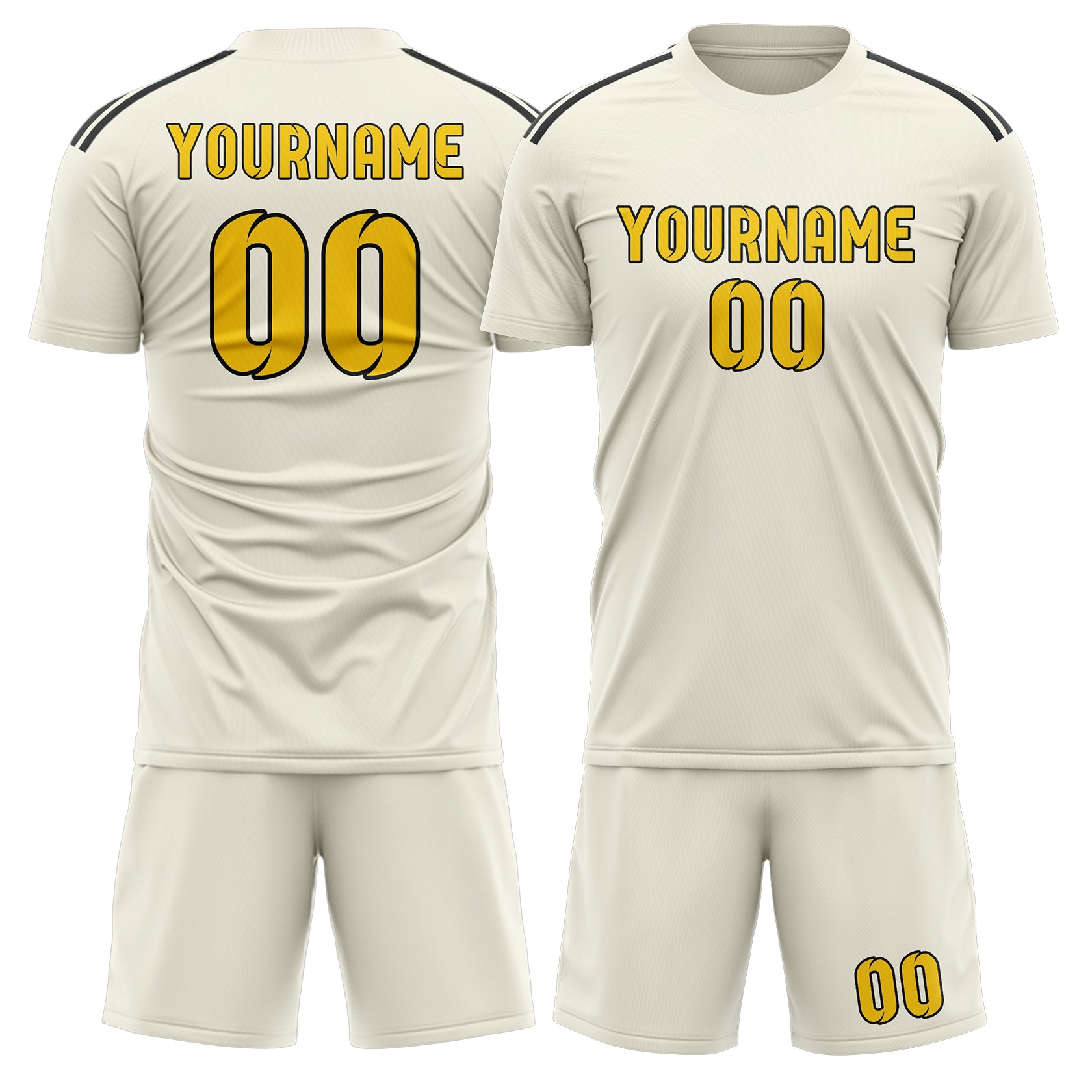 Maßgeschneidertes Professionelles Beige Gold Fußballtrikot-Set