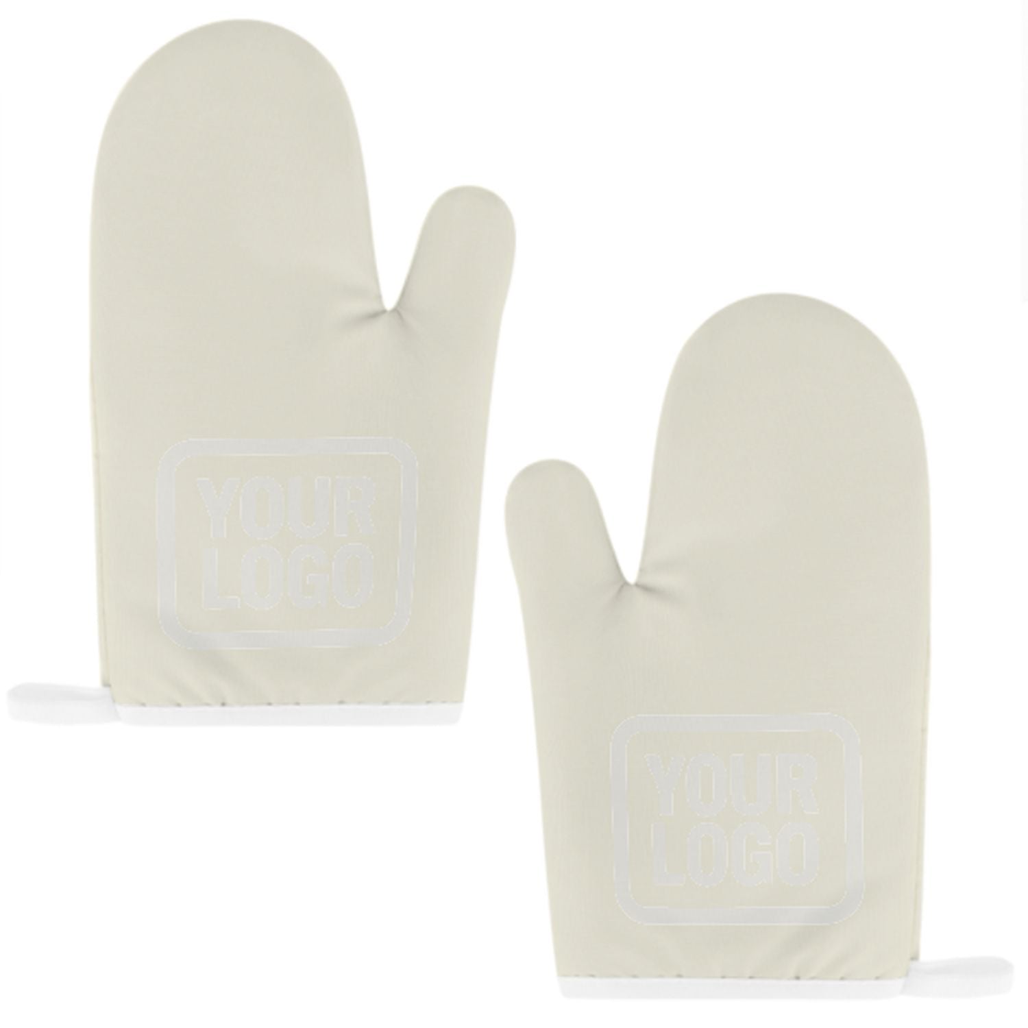 Maßgeschneidertes Beige  Weiß Topfhandschuh Set – 2-teilig