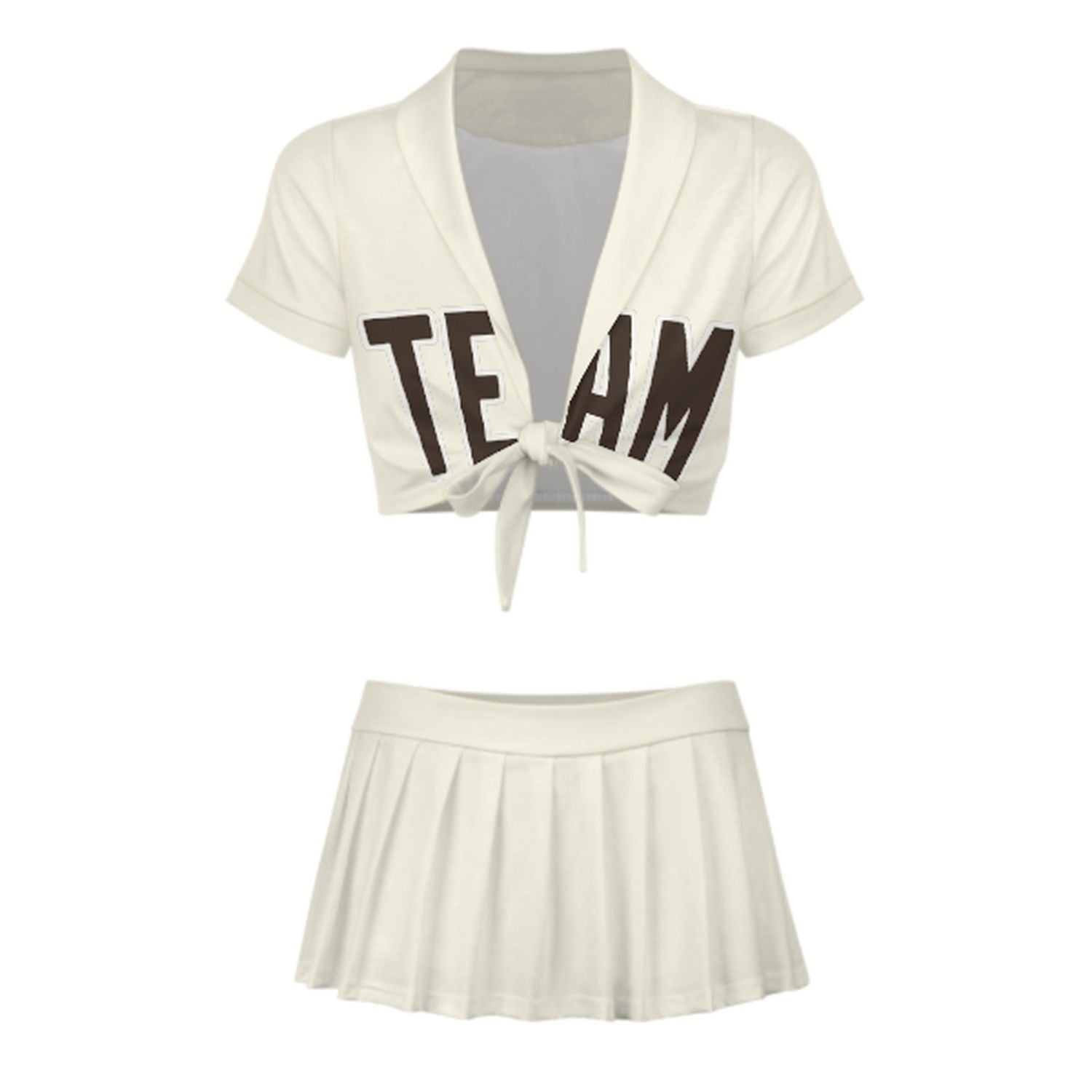 Maßgeschneidertes Beige Braun Cheerleader Outfit Set