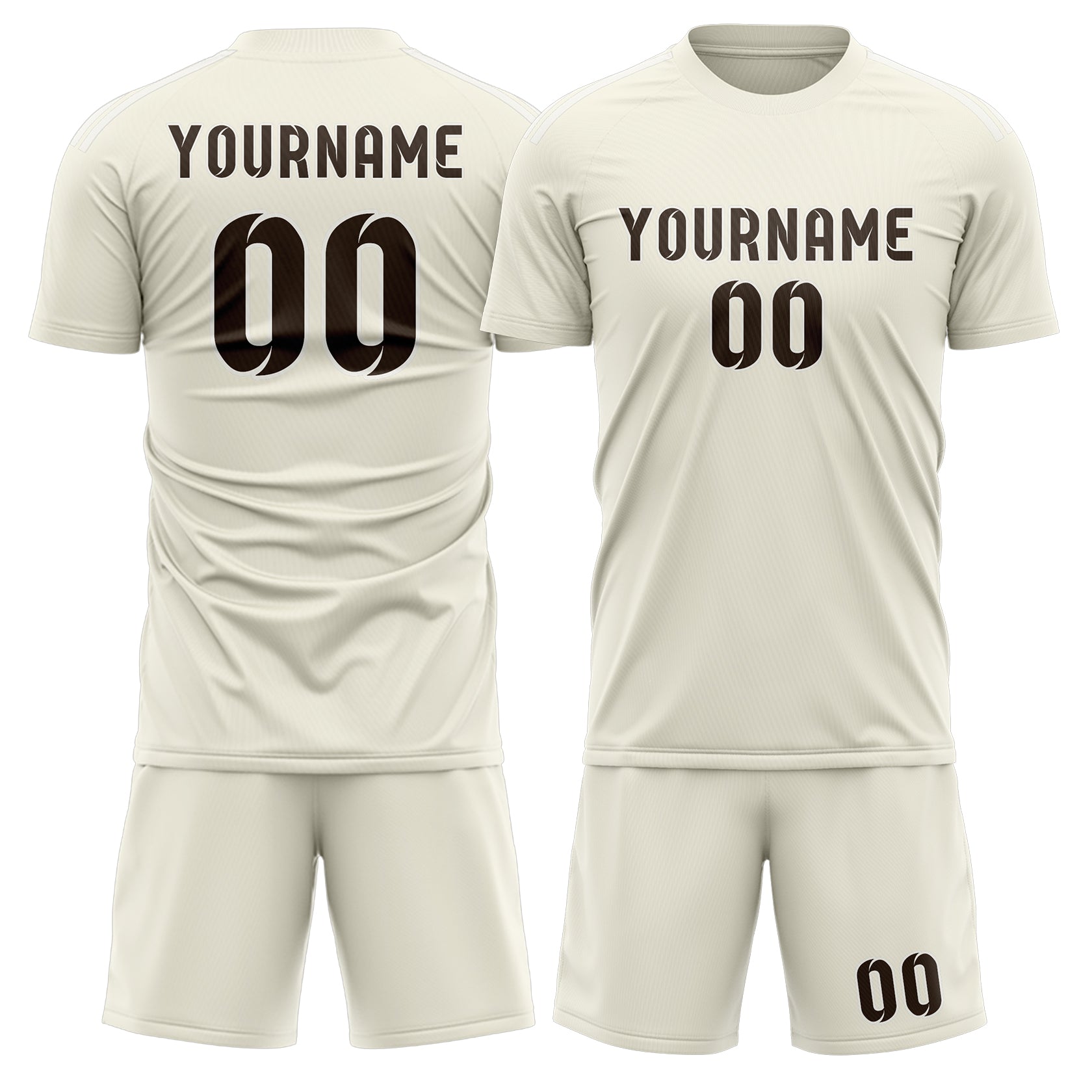 Maßgeschneidertes Professionelles Beige Braun Fußballtrikot-Set