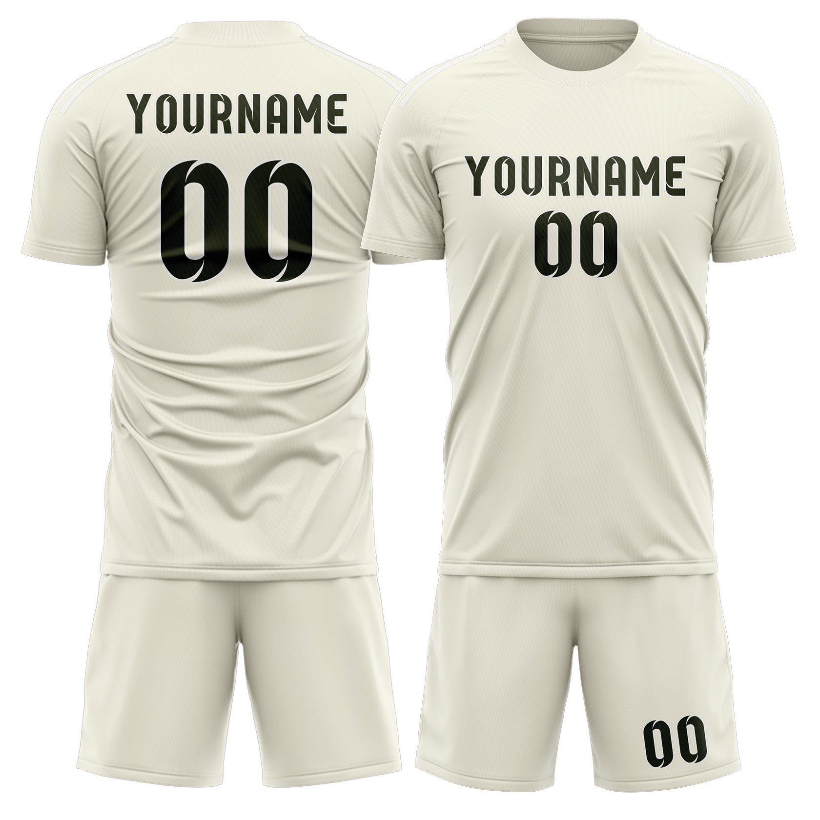 Maßgeschneidertes Professionelles Beige Dunkles Oliv Fußballtrikot-Set