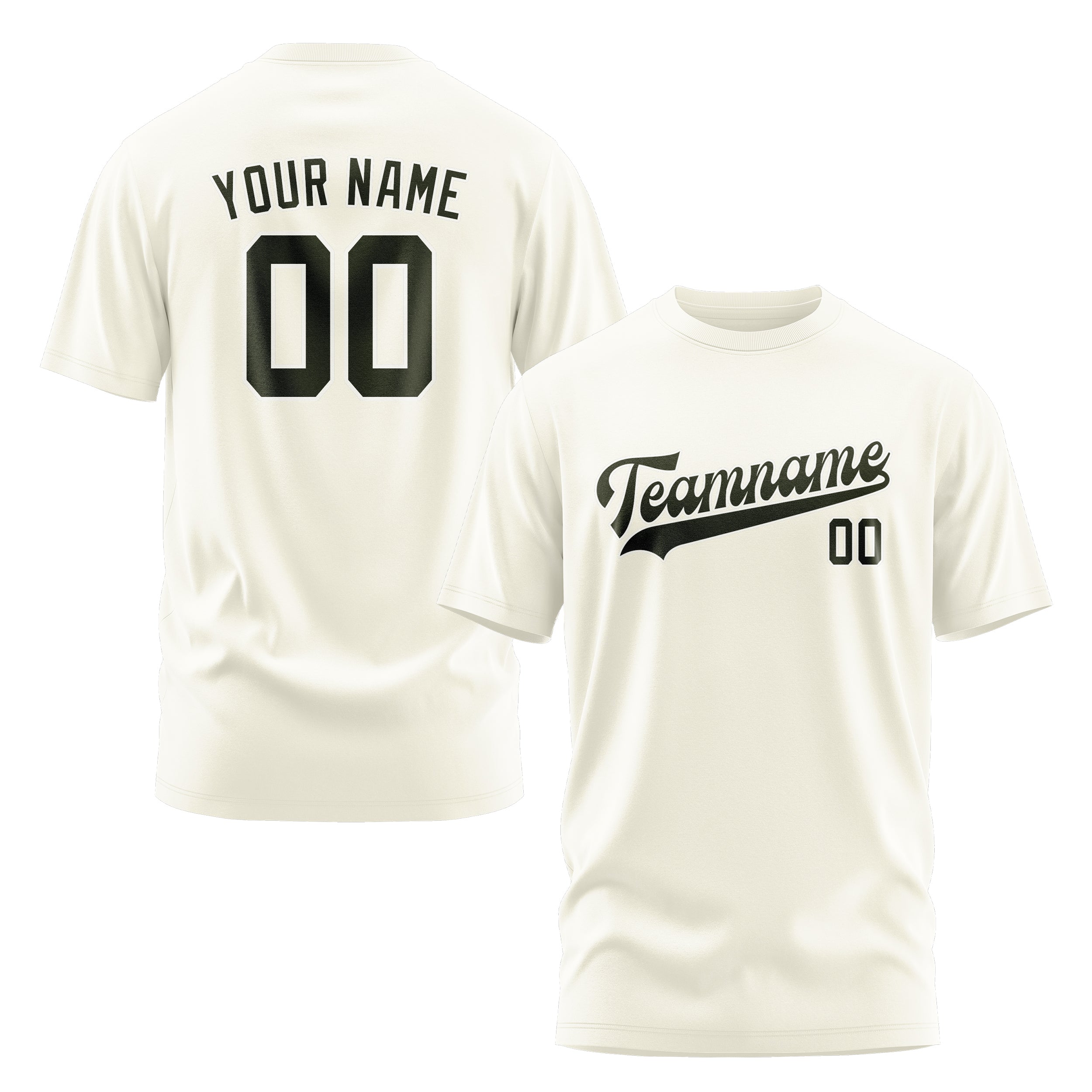 Maßgeschneidertes Beige Dunkles Oliv T-Shirt