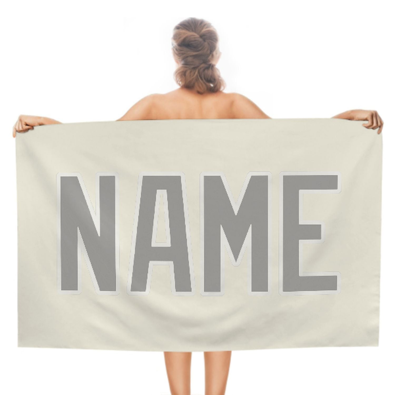 Maßgeschneidertes Beige Grau Strandtuch