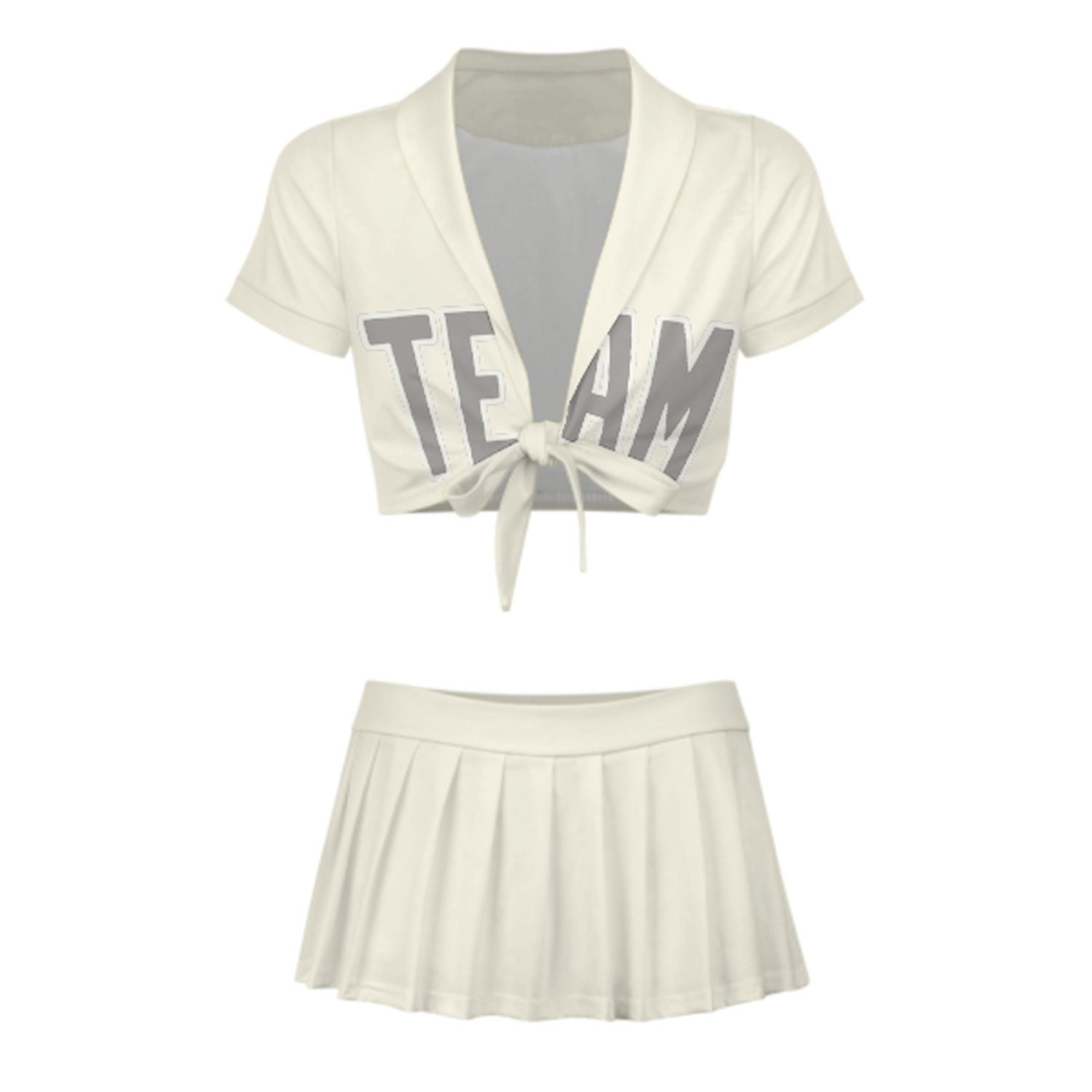 Maßgeschneidertes Beige Grau Cheerleader Outfit Set
