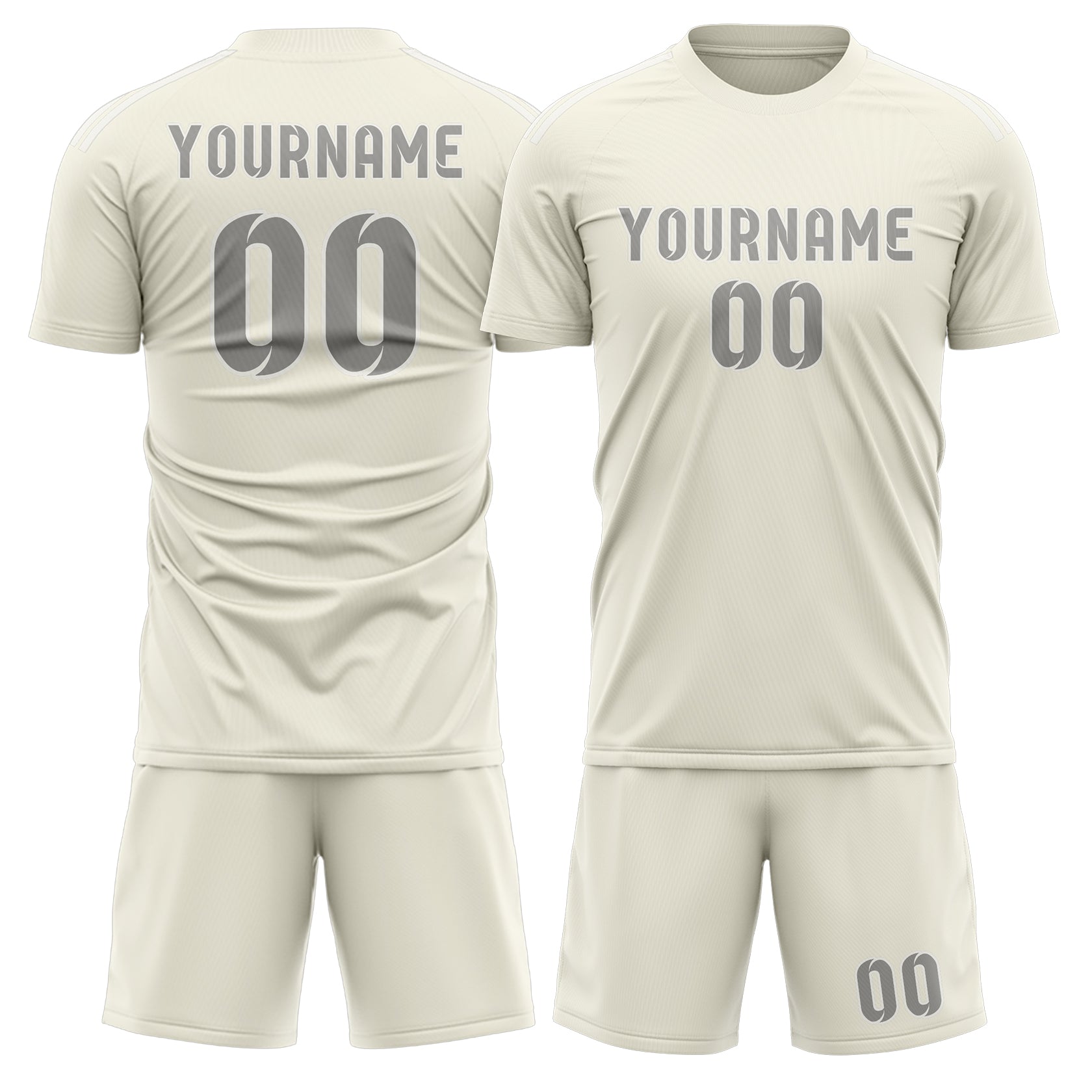 Maßgeschneidertes Professionelles Beige Grau Fußballtrikot-Set