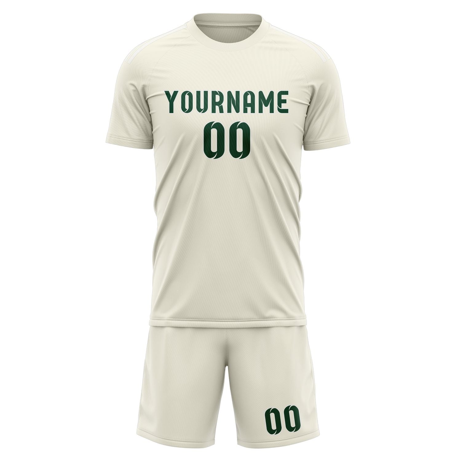 Maßgeschneidertes Professionelles Beige Moosgrün Fußballtrikot-Set
