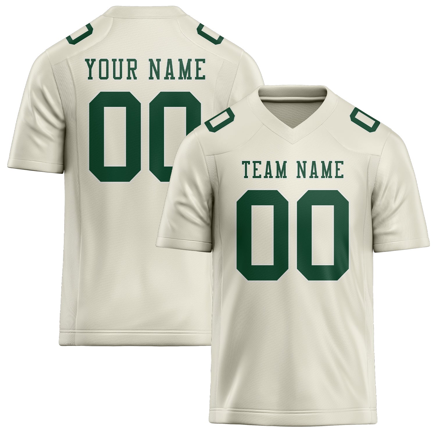 Maillot de rugby professionnel beige vert mousse sur mesure