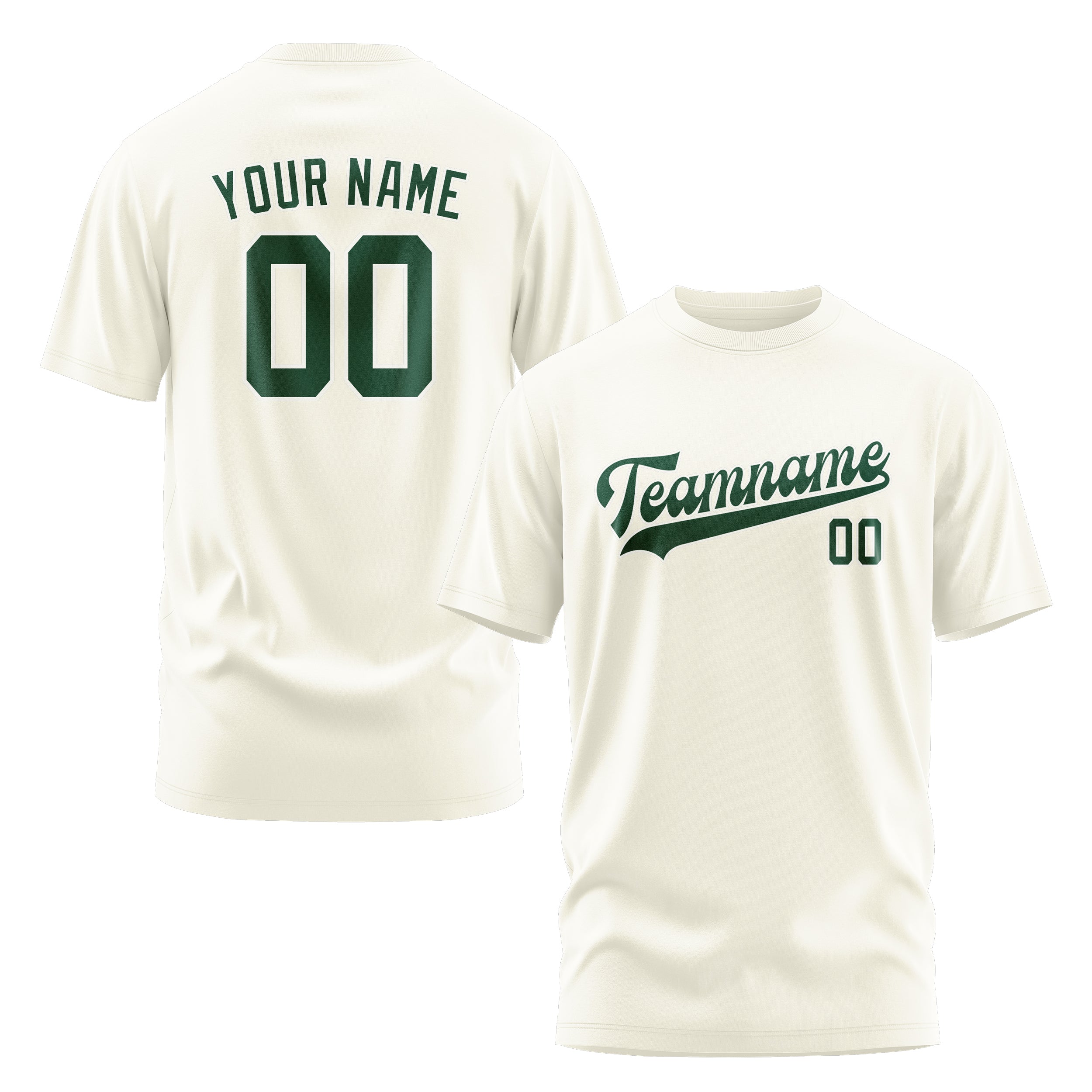 Maßgeschneidertes Beige Moosgrün T-Shirt