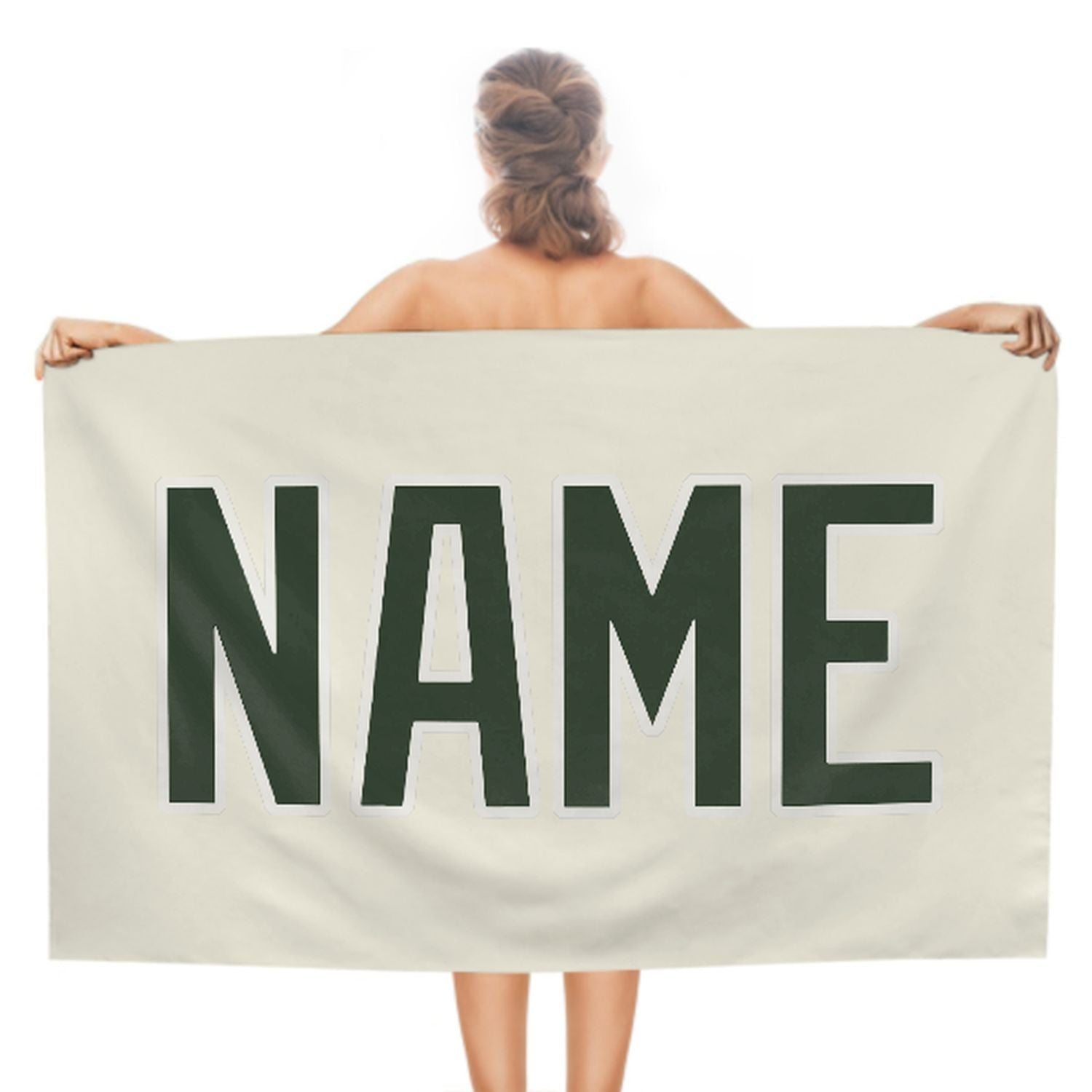 Maßgeschneidertes Beige Tannengrün Strandtuch