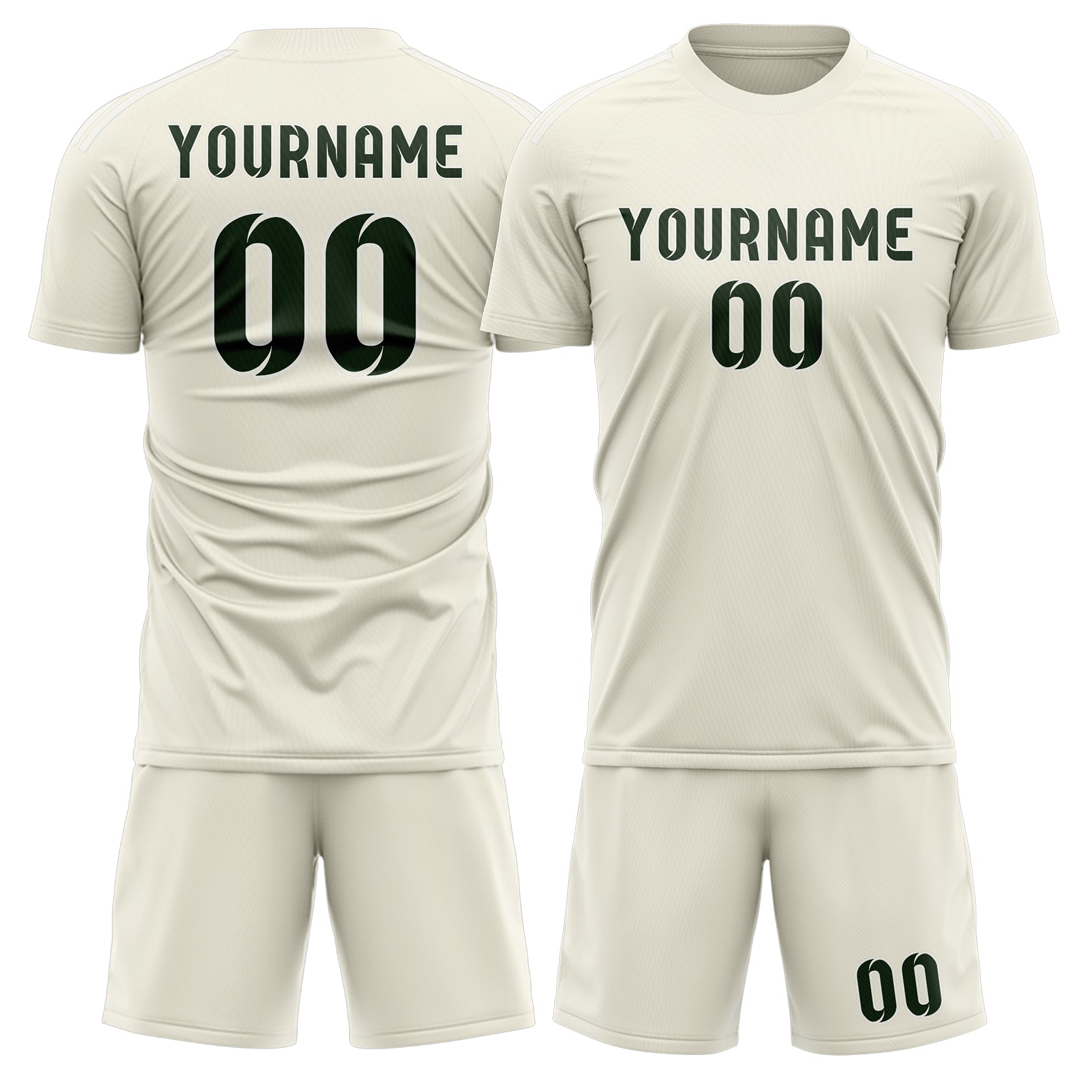 Maßgeschneidertes Professionelles Beige Tannengrün Fußballtrikot-Set