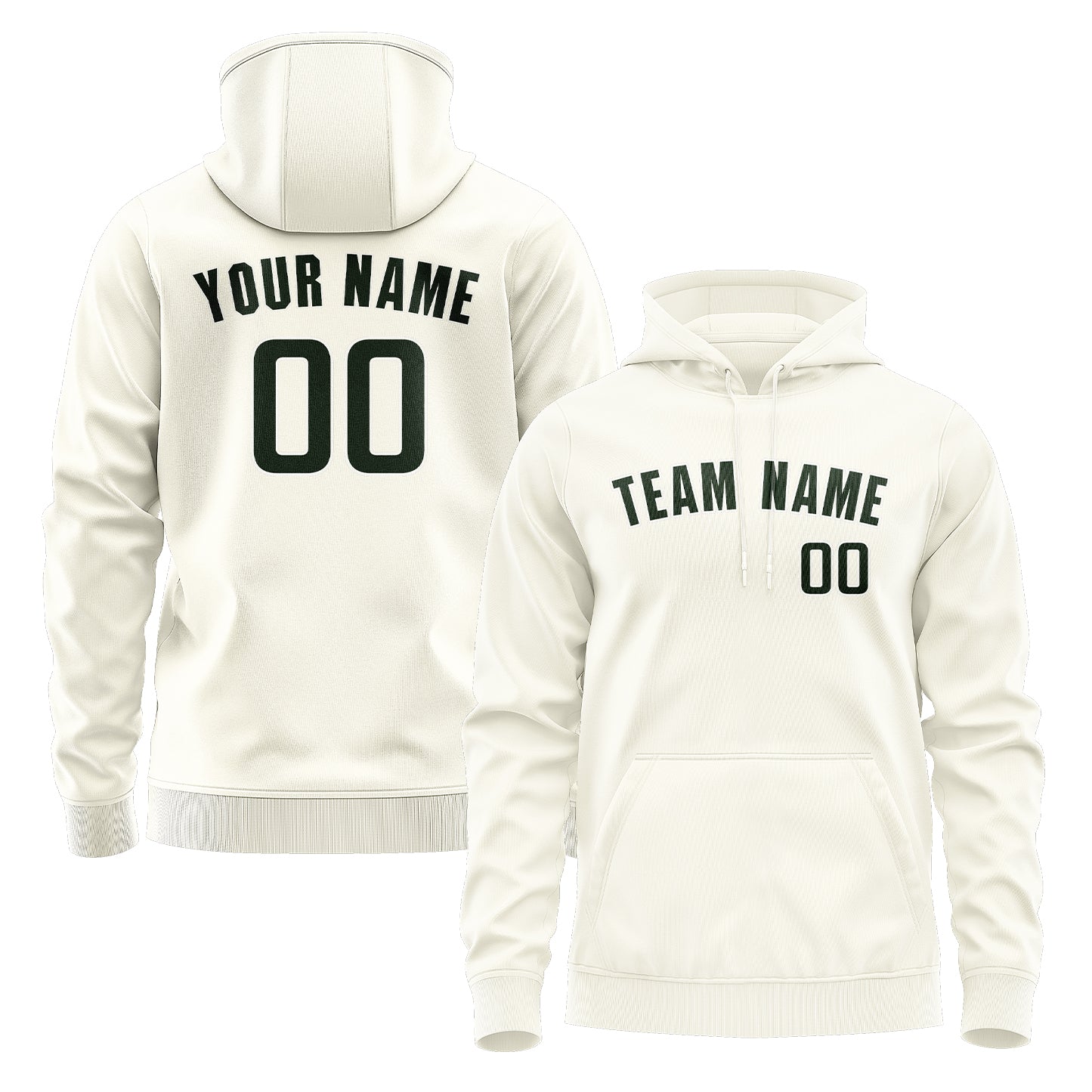 Maßgeschneidertes Beige Tannengrün Hoodie