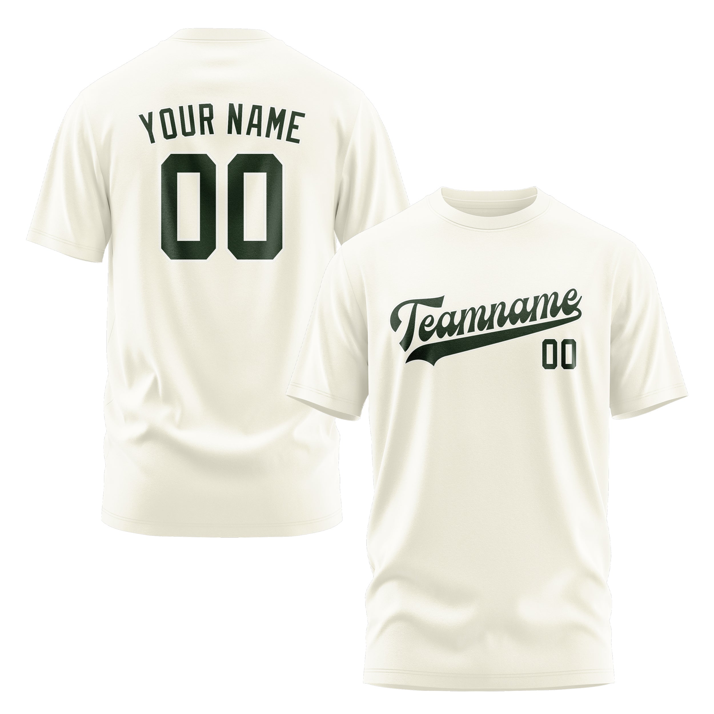 Maßgeschneidertes Beige Tannengrün T-Shirt